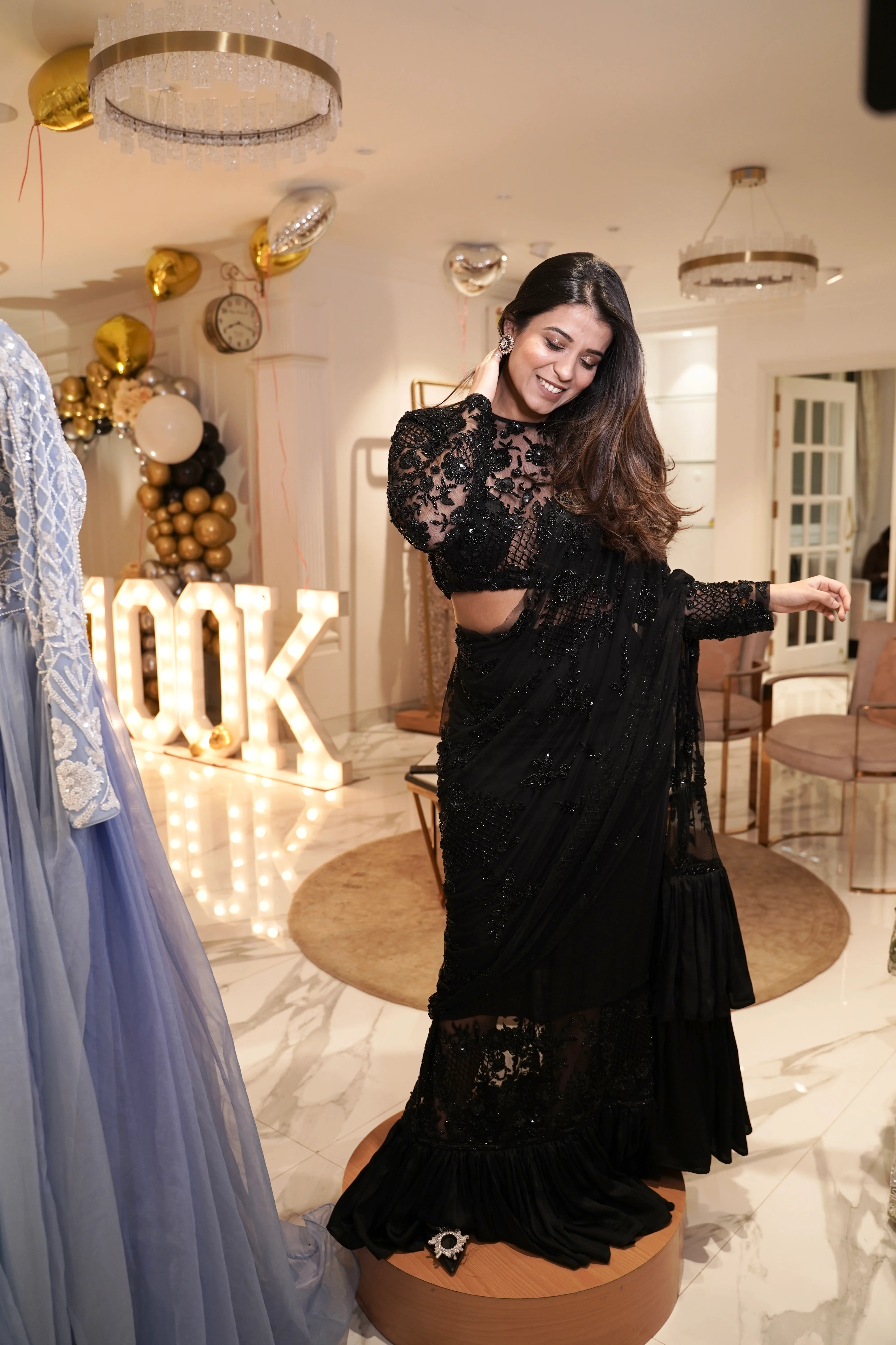 Black Embroidred Saree - Image 3