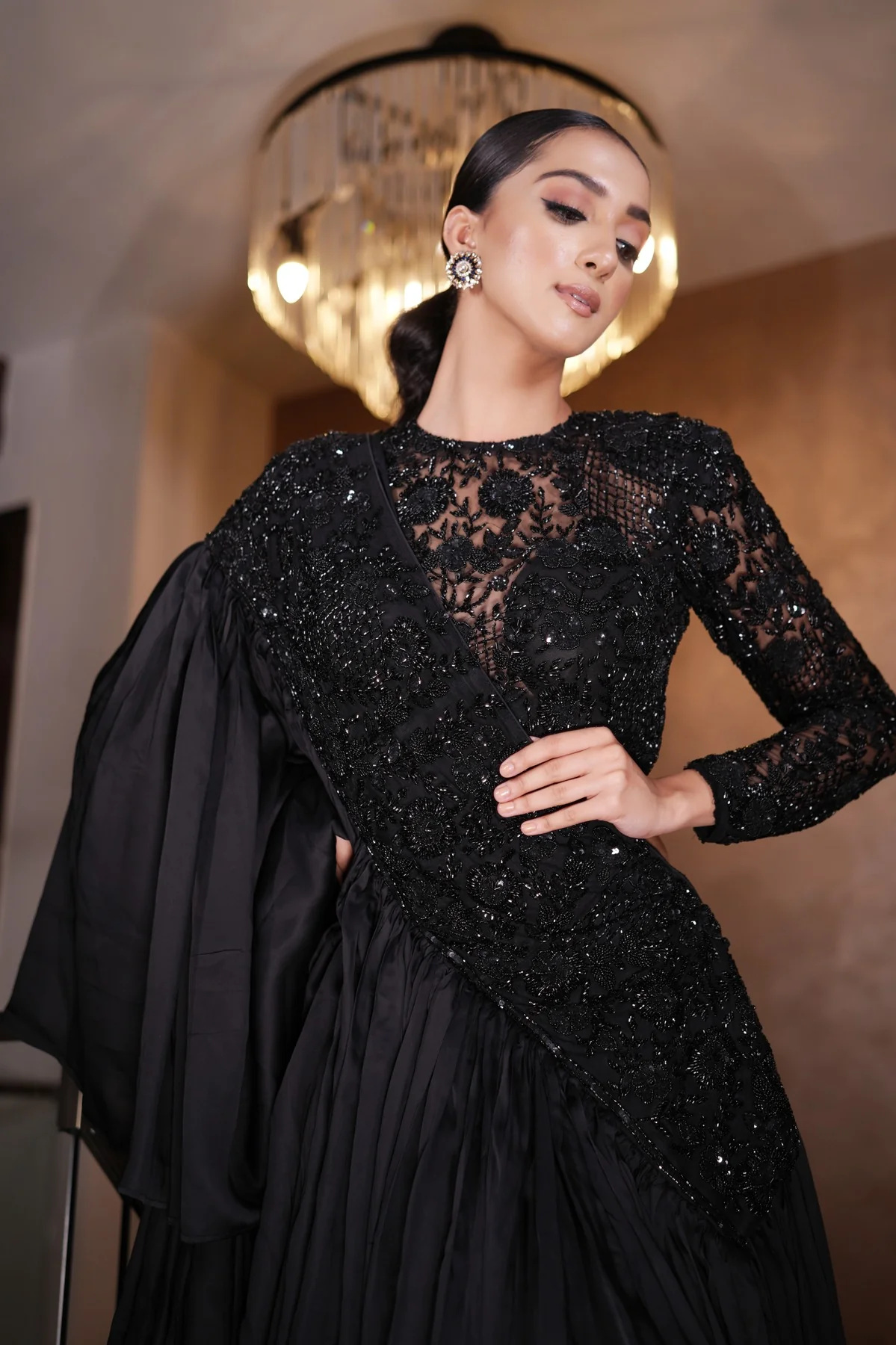Black Lehenga Saree - Image 3