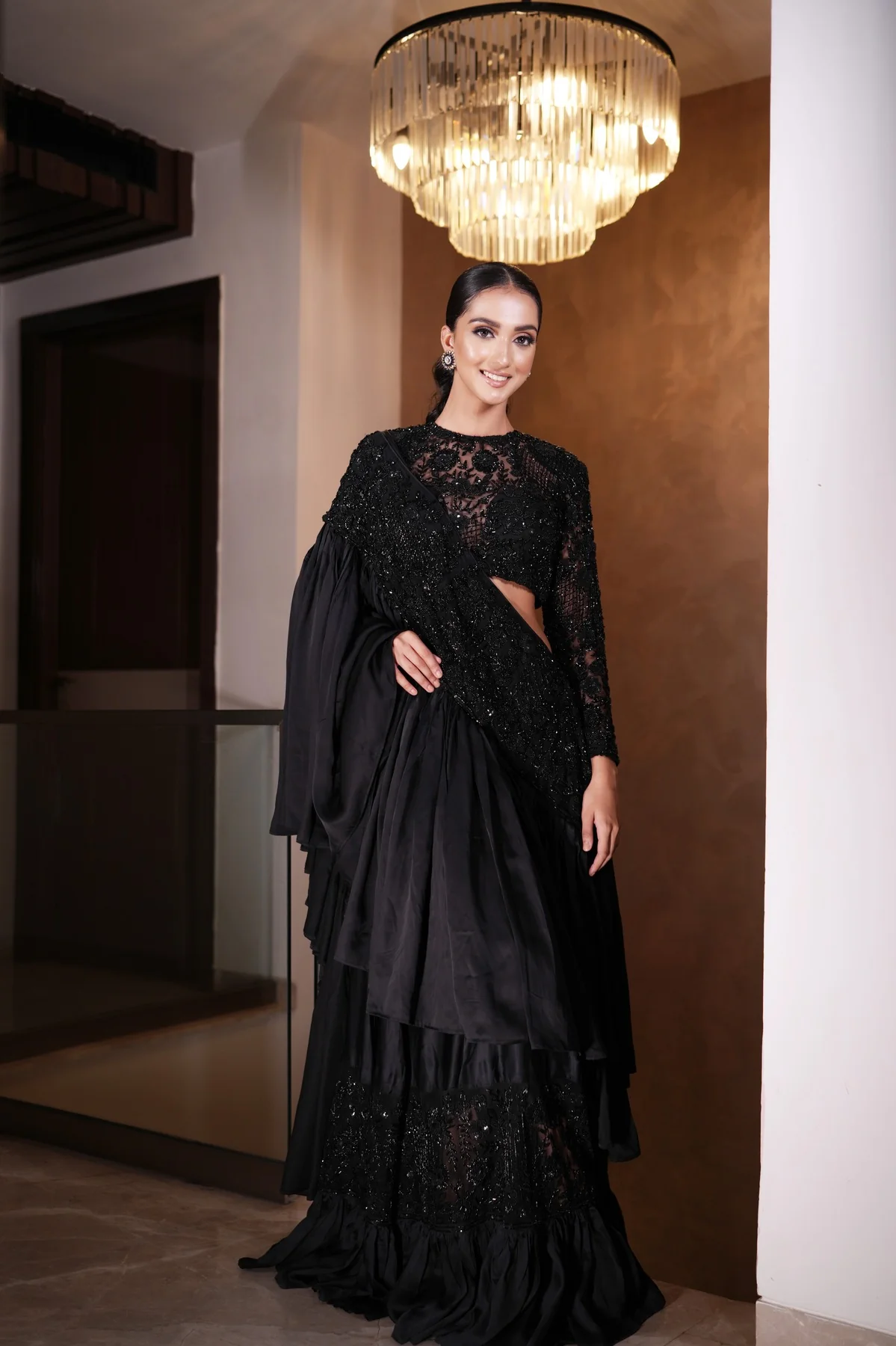 Black Lehenga Saree - Image 4