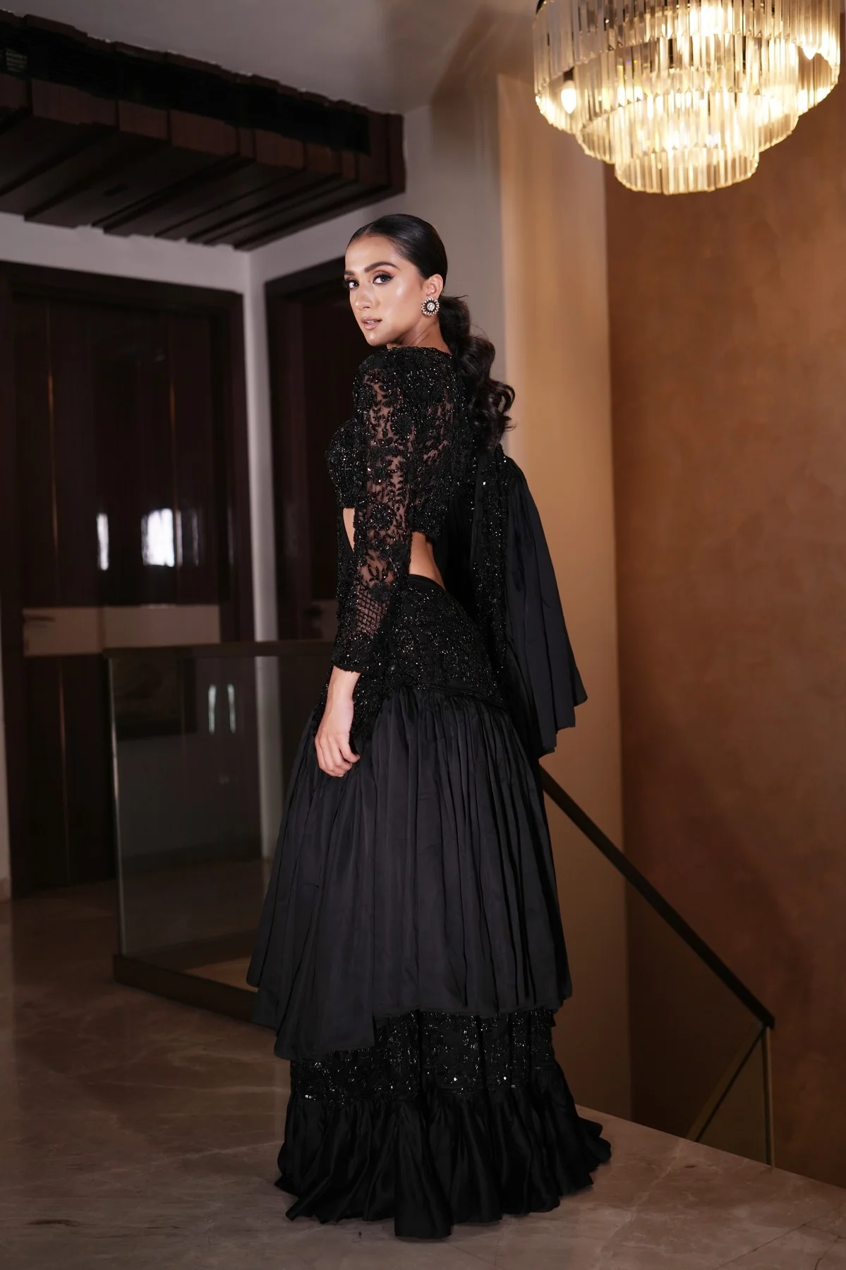 Black Lehenga Saree - Image 5