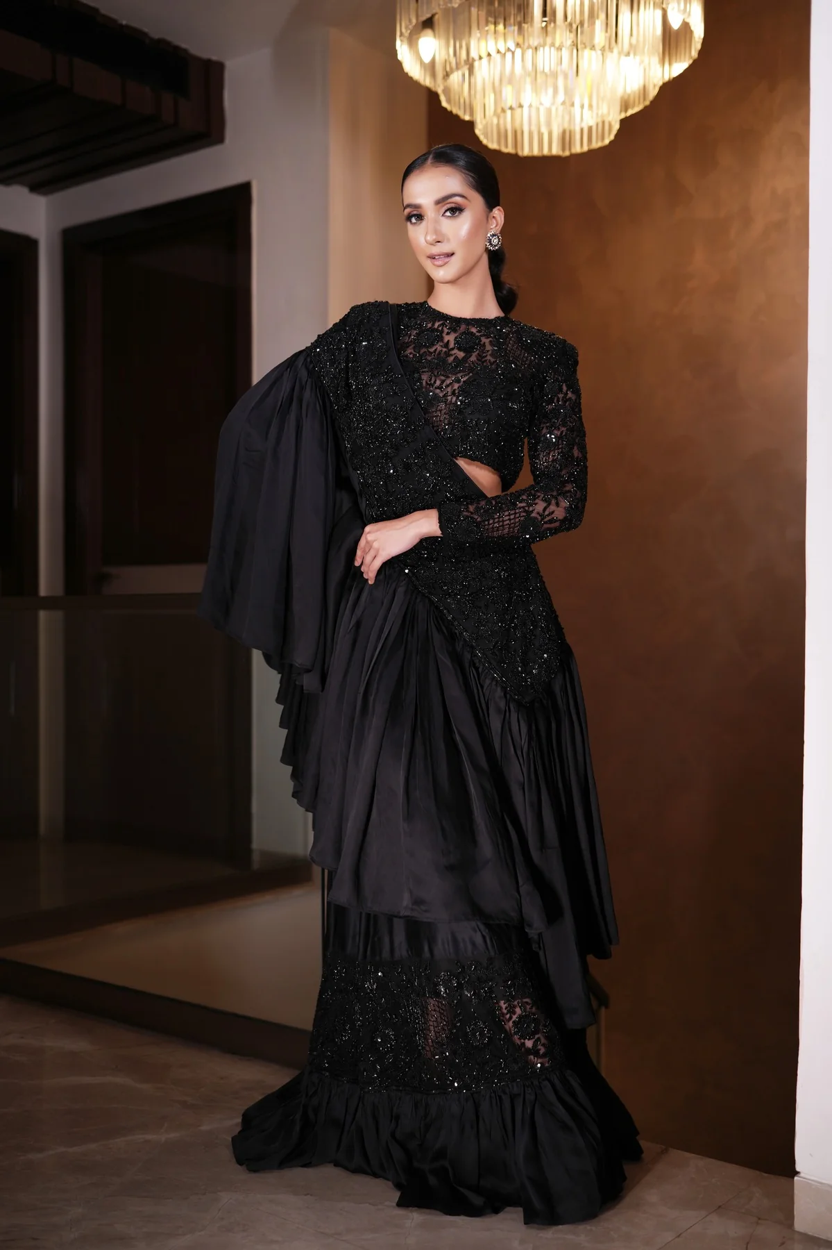 Black Lehenga Saree - Image 6