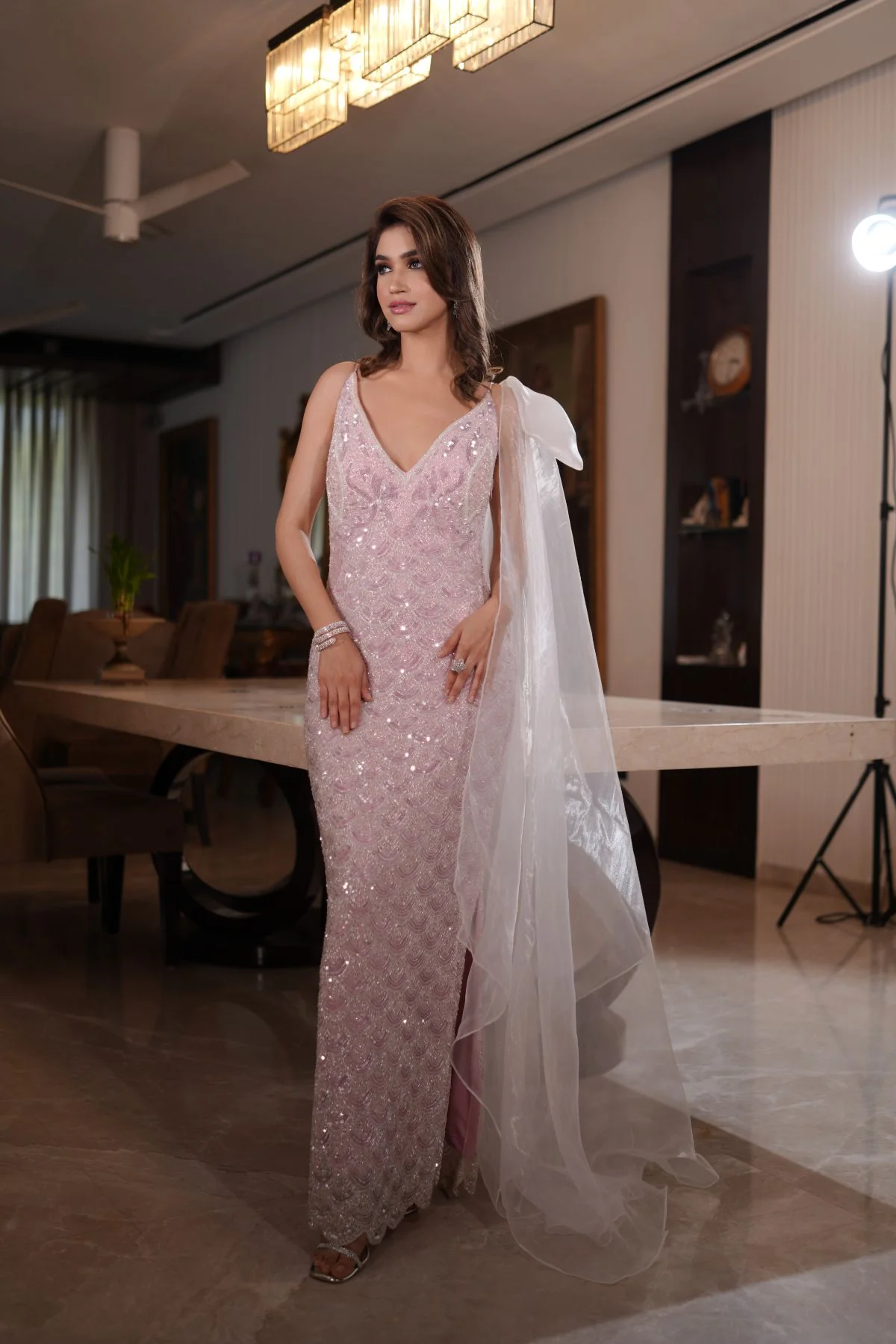 Blush Pink Sequin Gown - Image 2