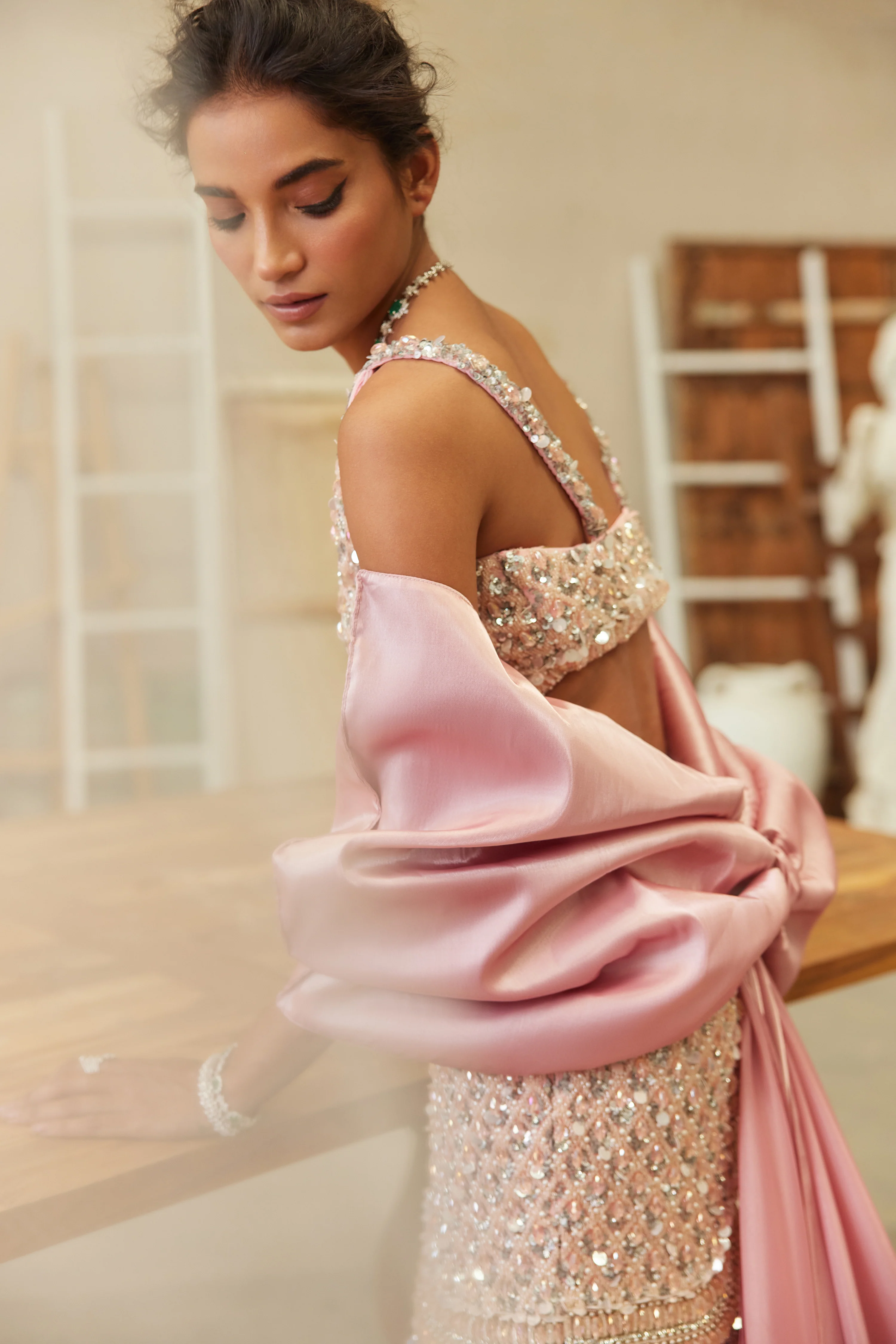 Celestial pink mermaid lehenga - Image 2