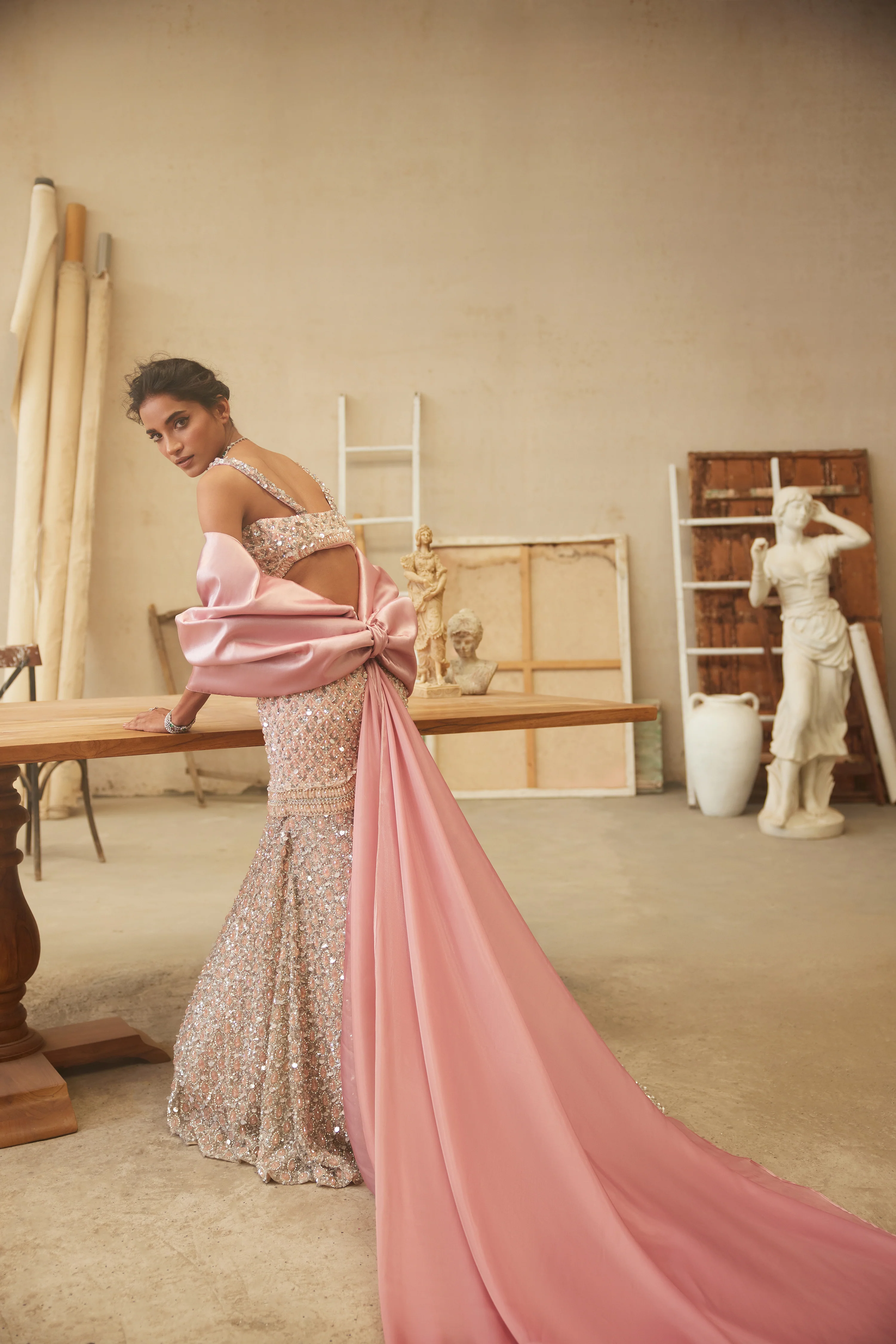 Celestial pink mermaid lehenga - Image 4