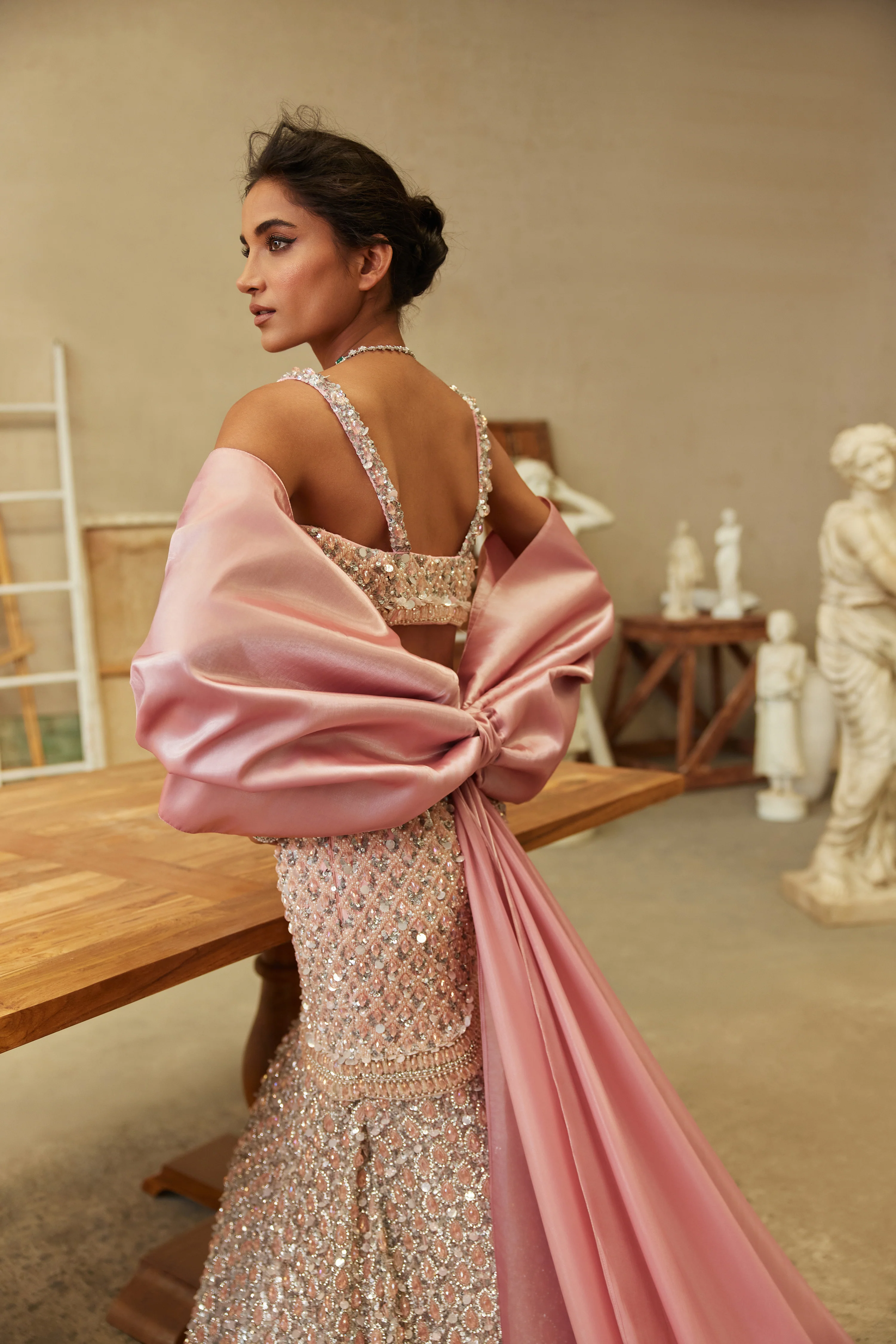 Celestial pink mermaid lehenga - Image 5