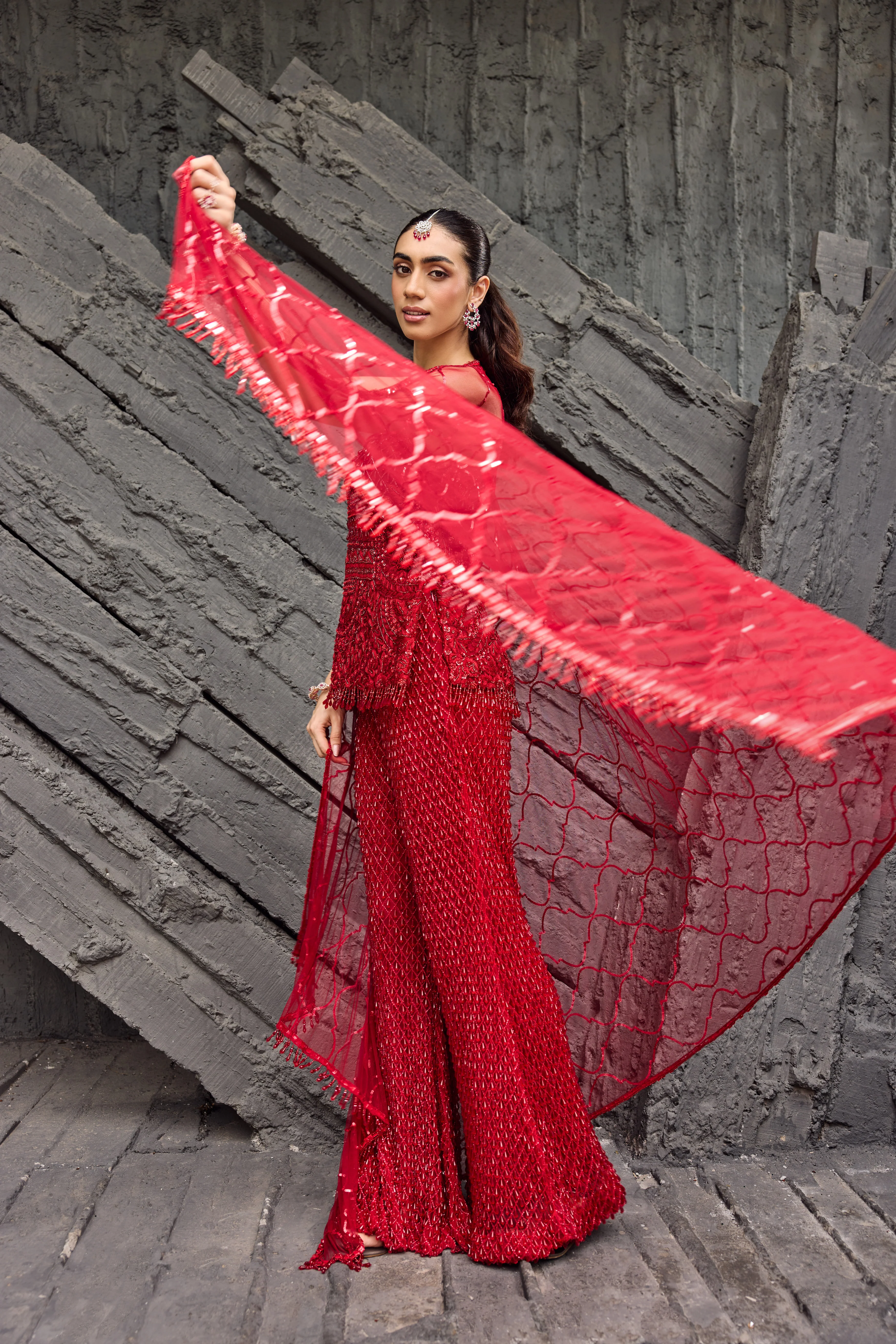 Crimson Red Sharara set - Image 6
