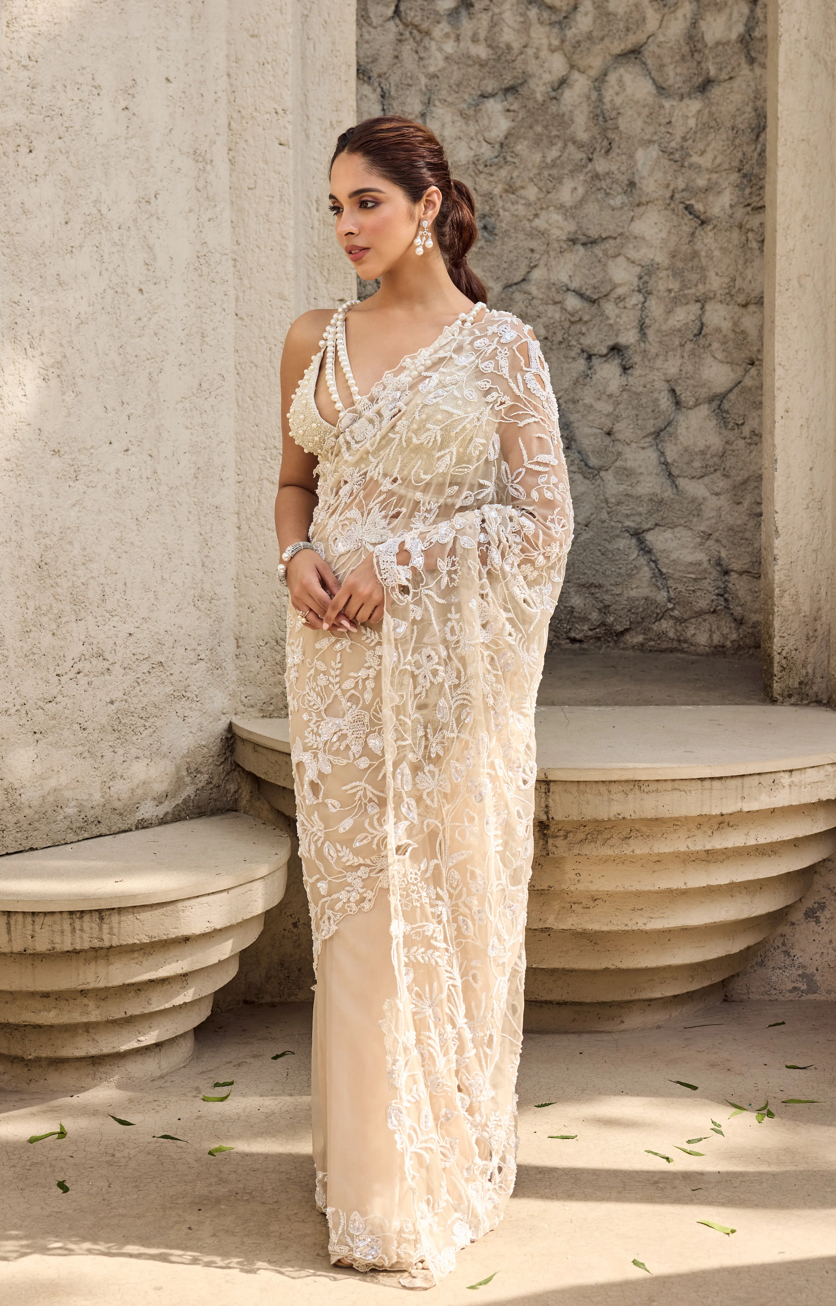 Dahlia - Cream organza saree - Image 7