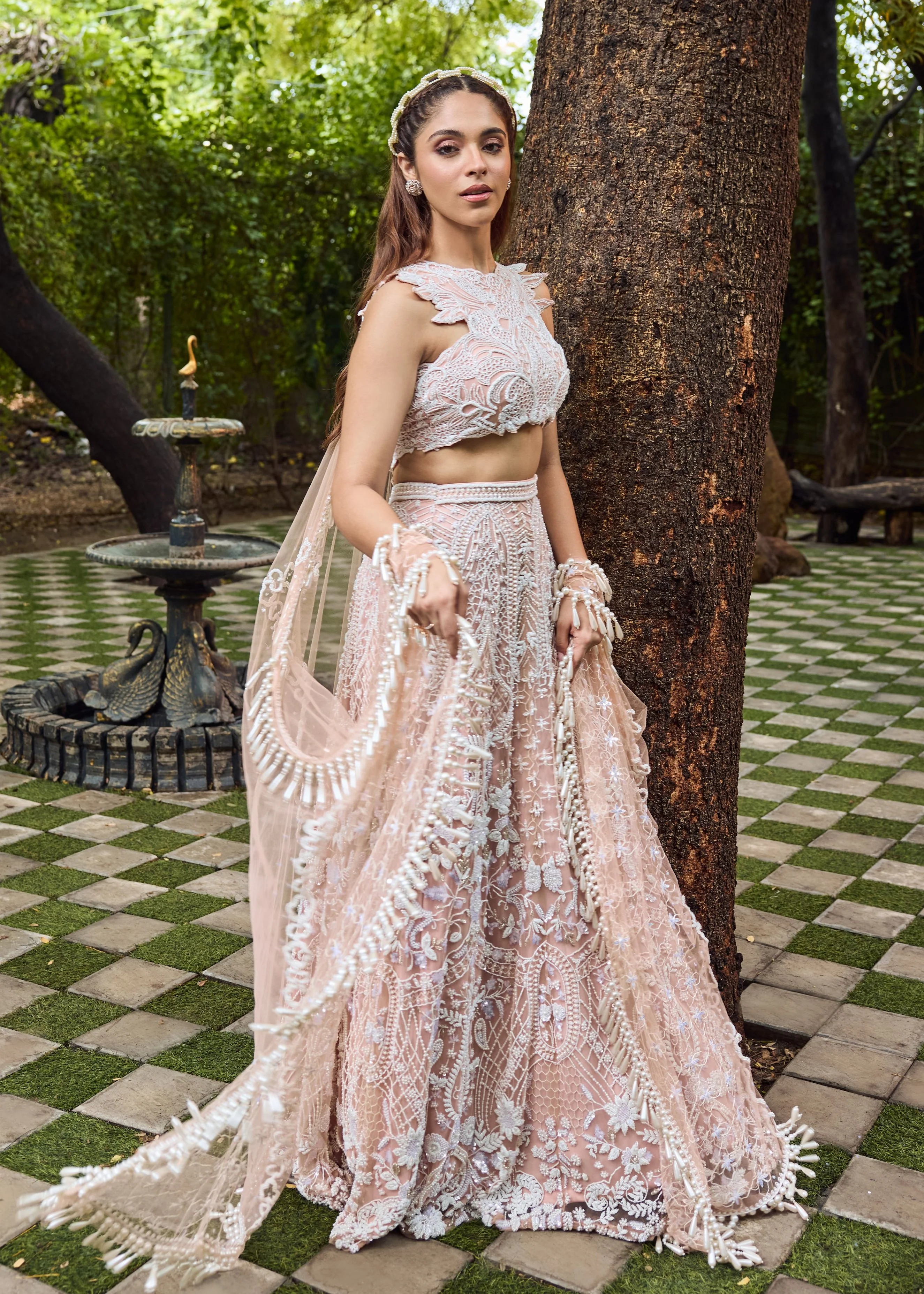 Dream - A soft pink and ivory lehenga - Image 3