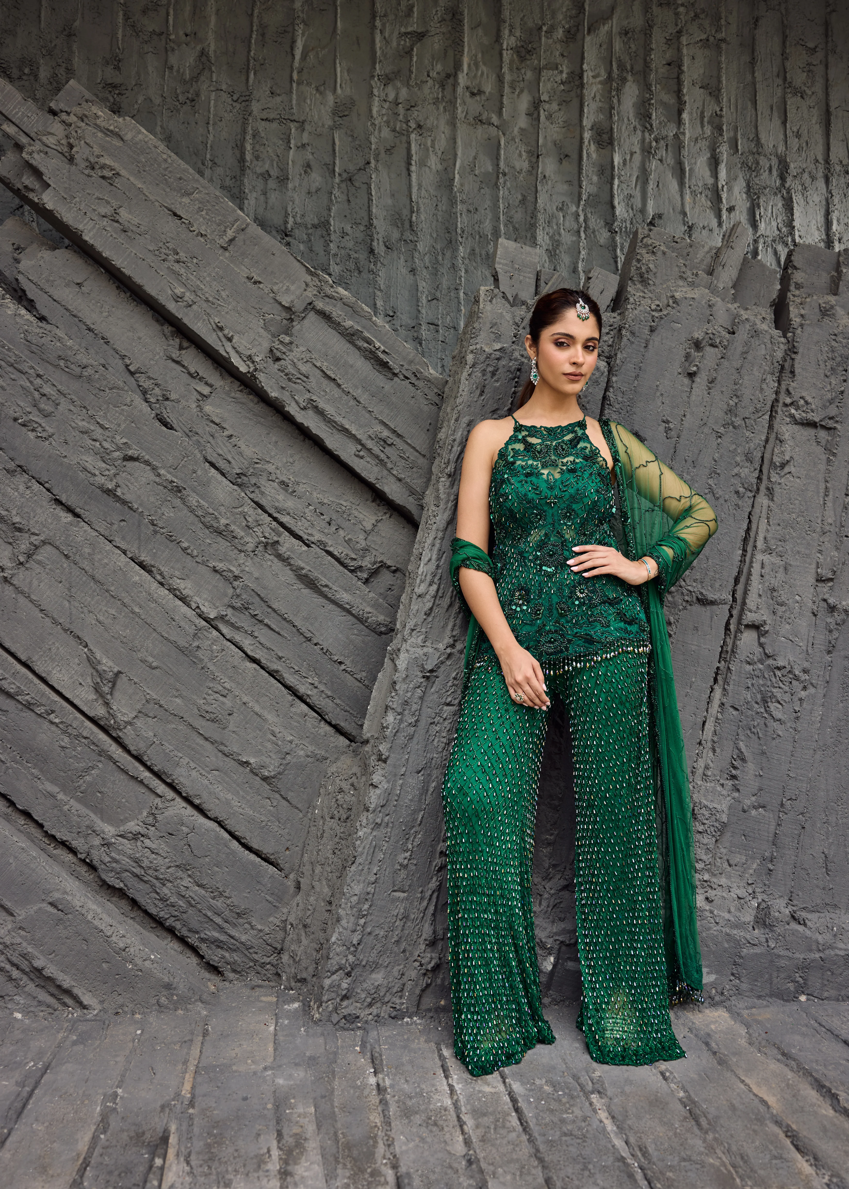 Emerald Green Sharara set - Image 5