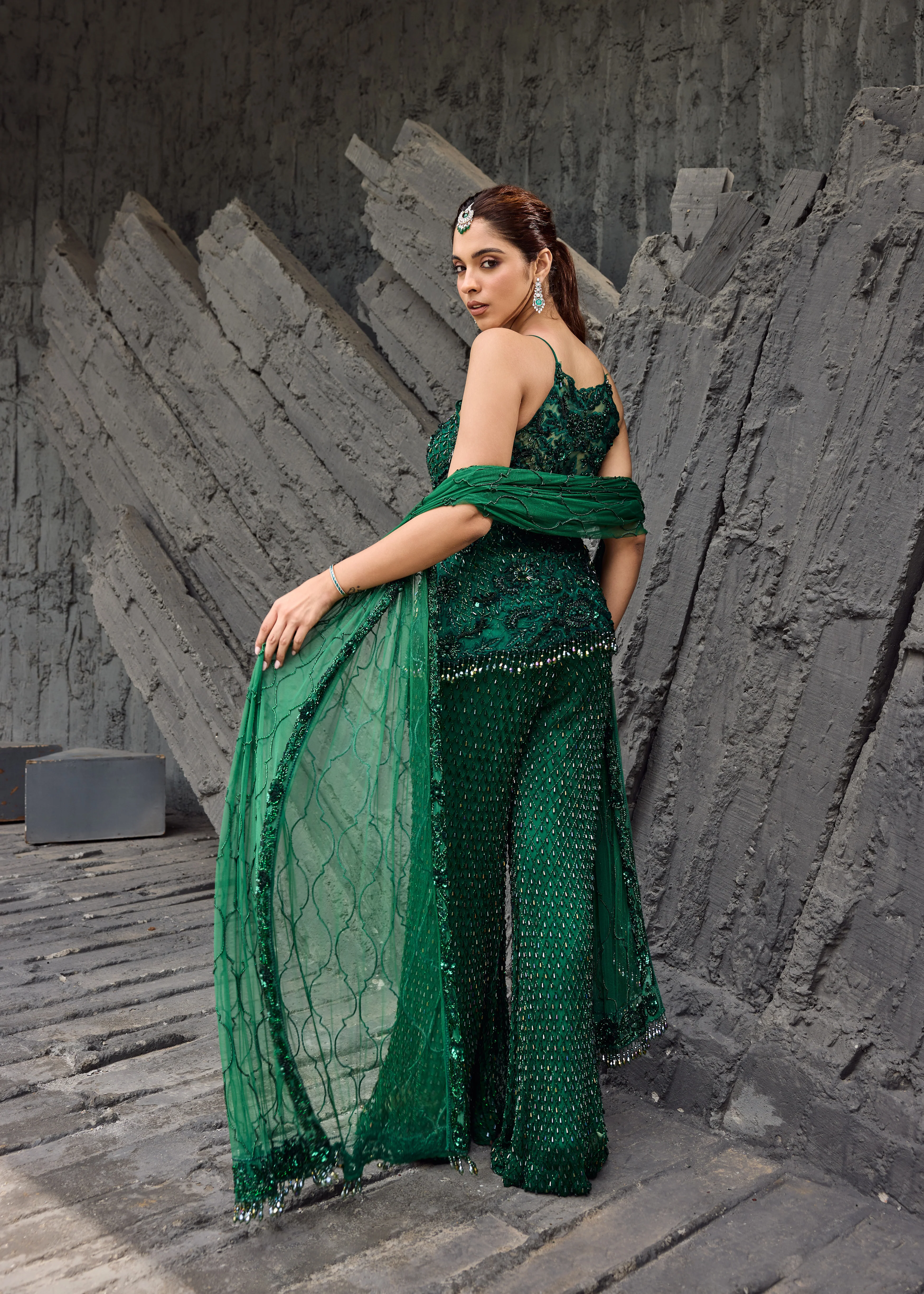 Emerald Green Sharara set - Image 7