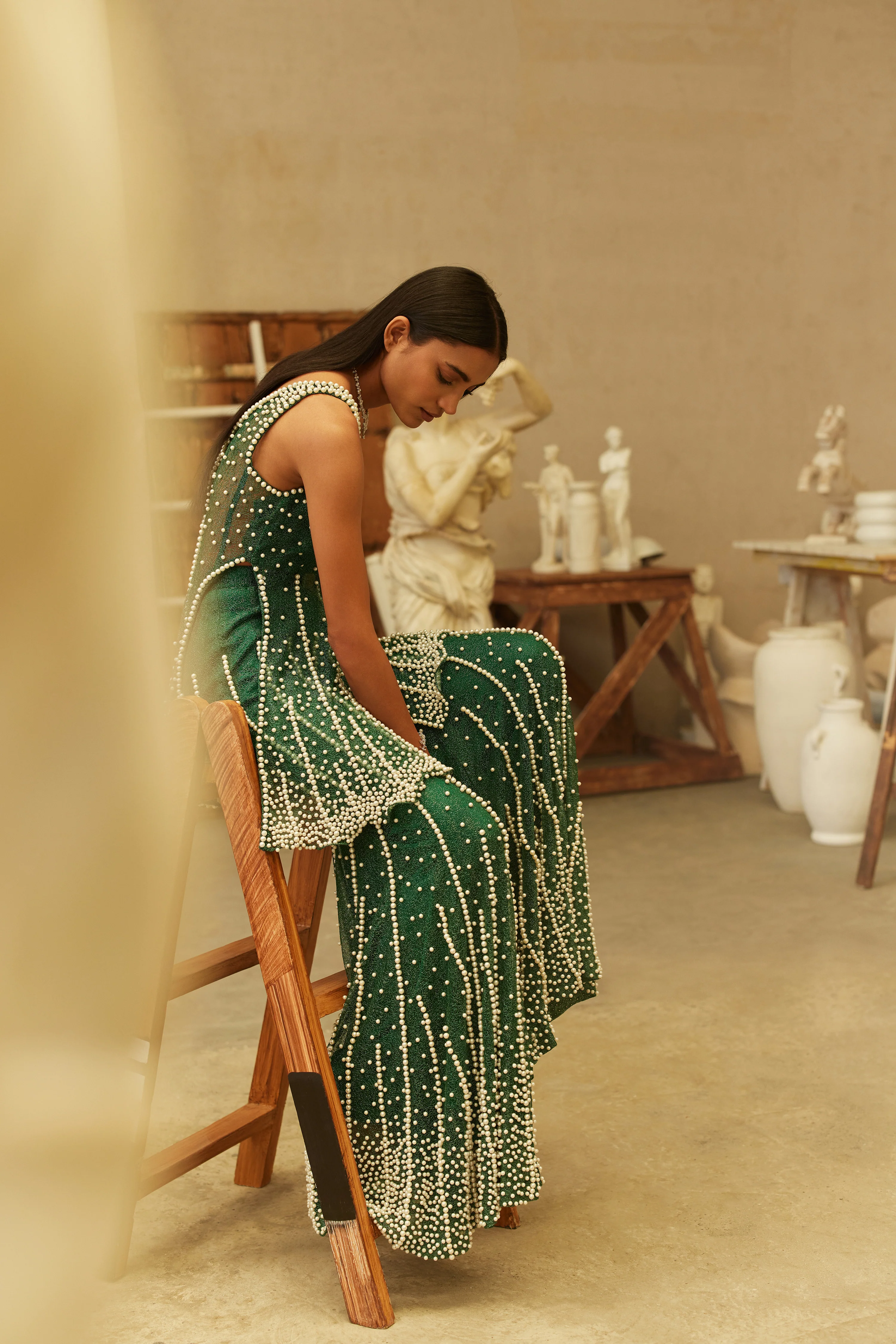 Emerald pearl sharara set - Image 5