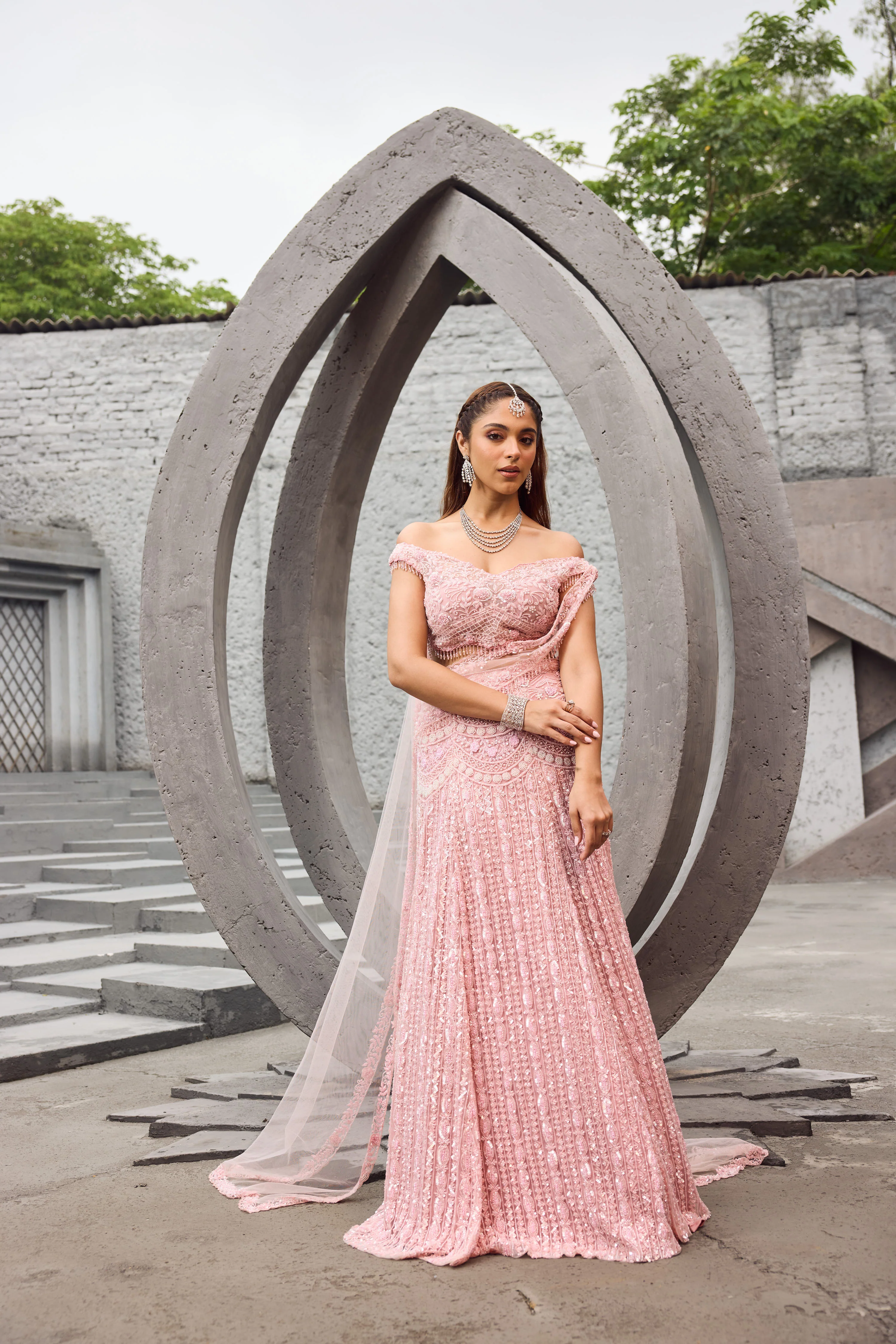 Flamingo -  Soft Pink shimmer lehenga - Image 8