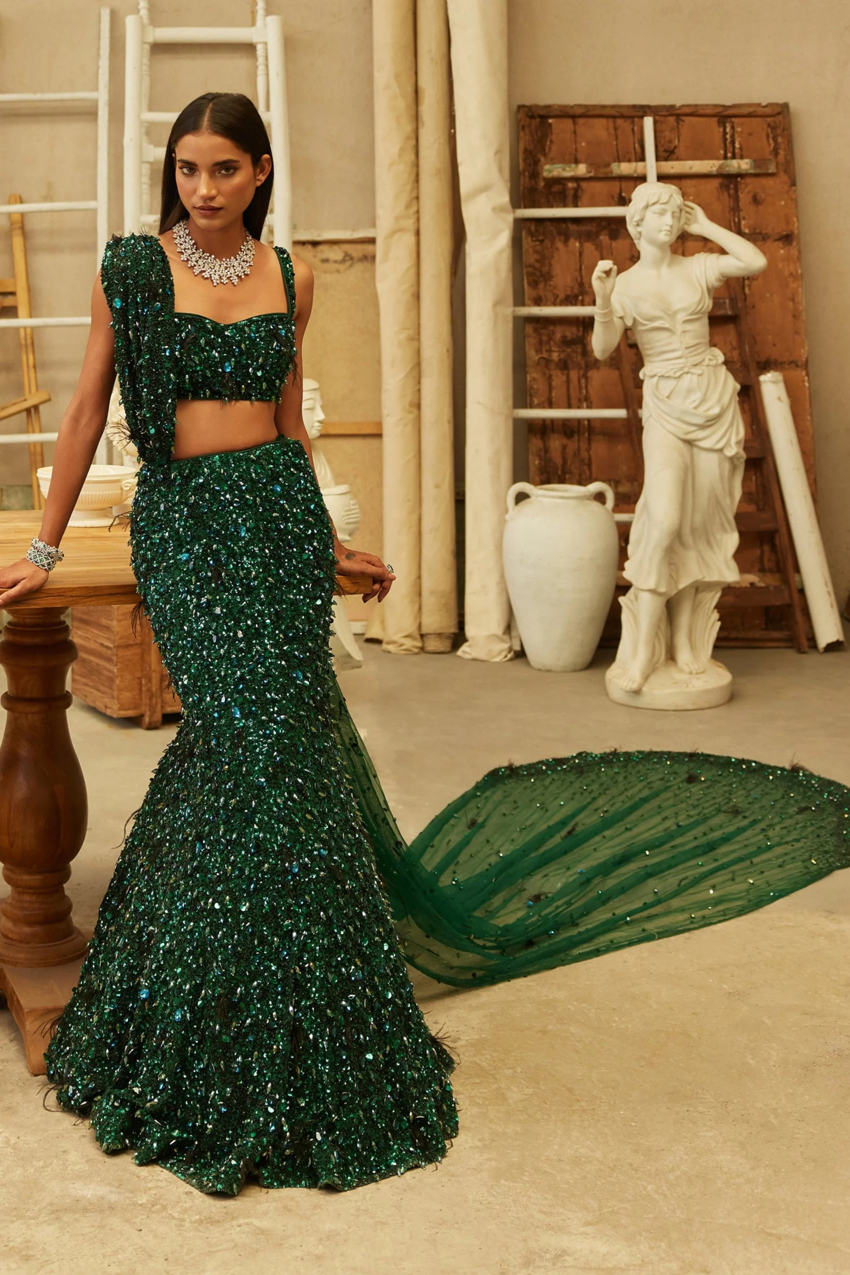 Forest Jewel mermaid lehenga - Image 2