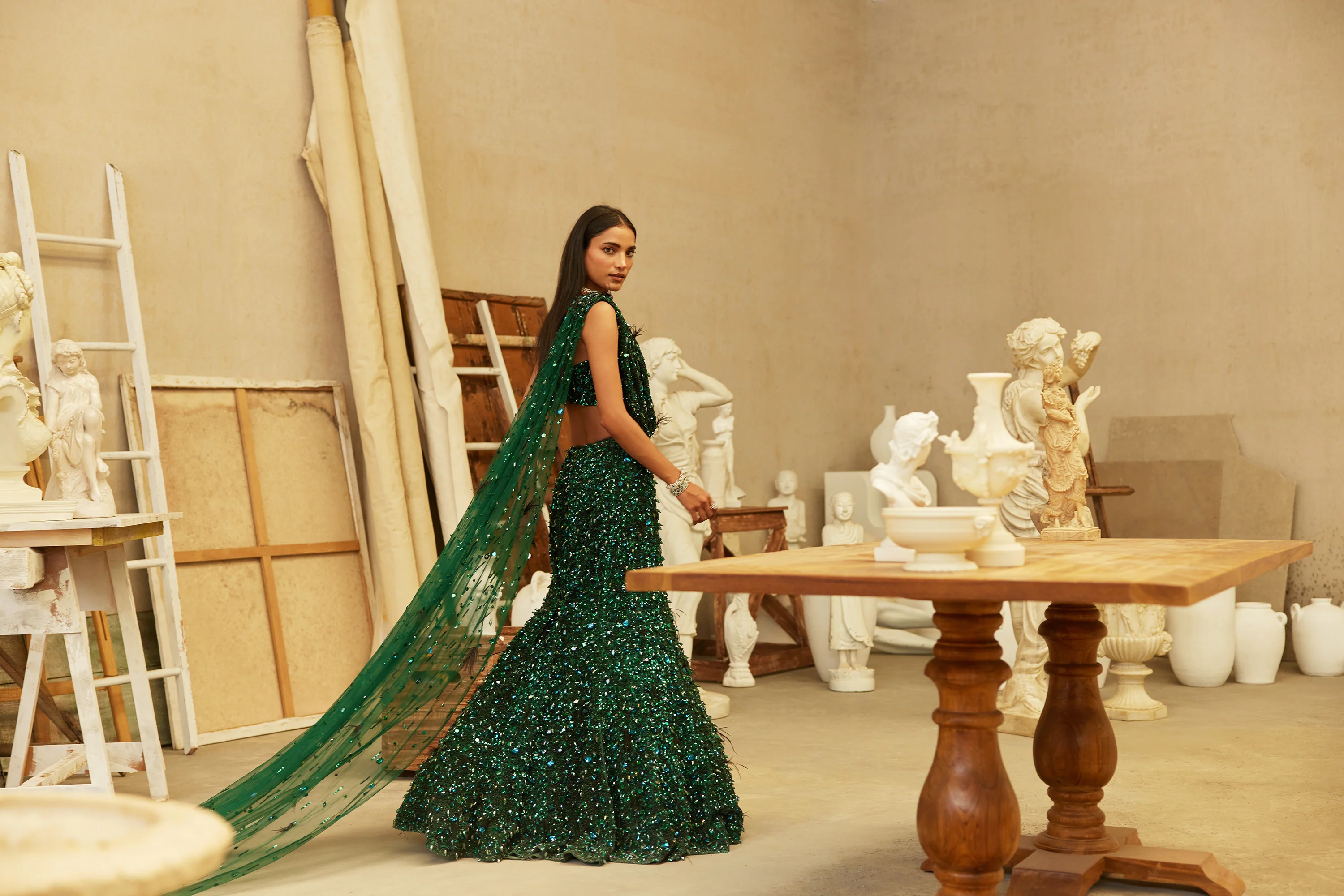 Forest Jewel mermaid lehenga - Image 4