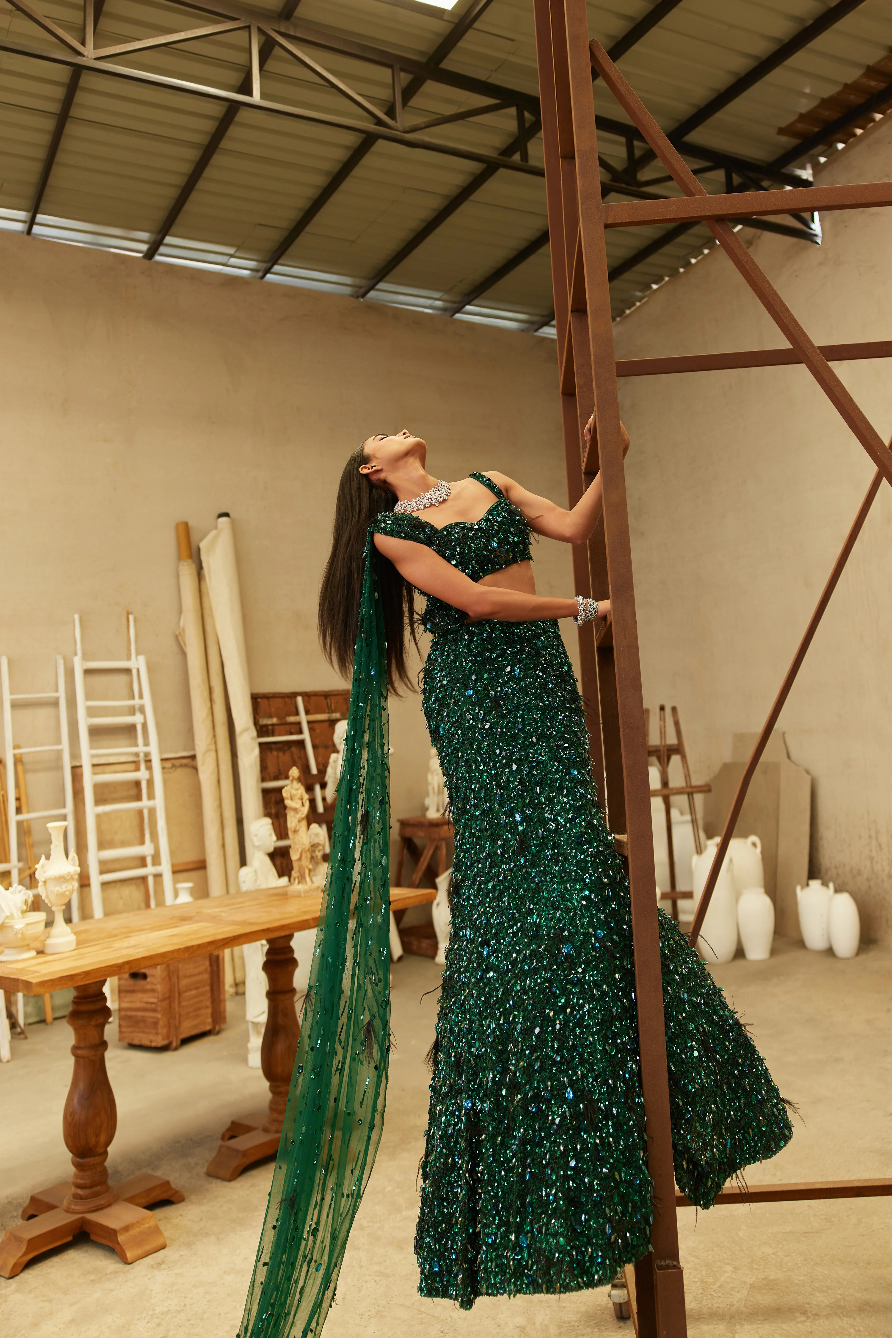Forest Jewel mermaid lehenga - Image 8