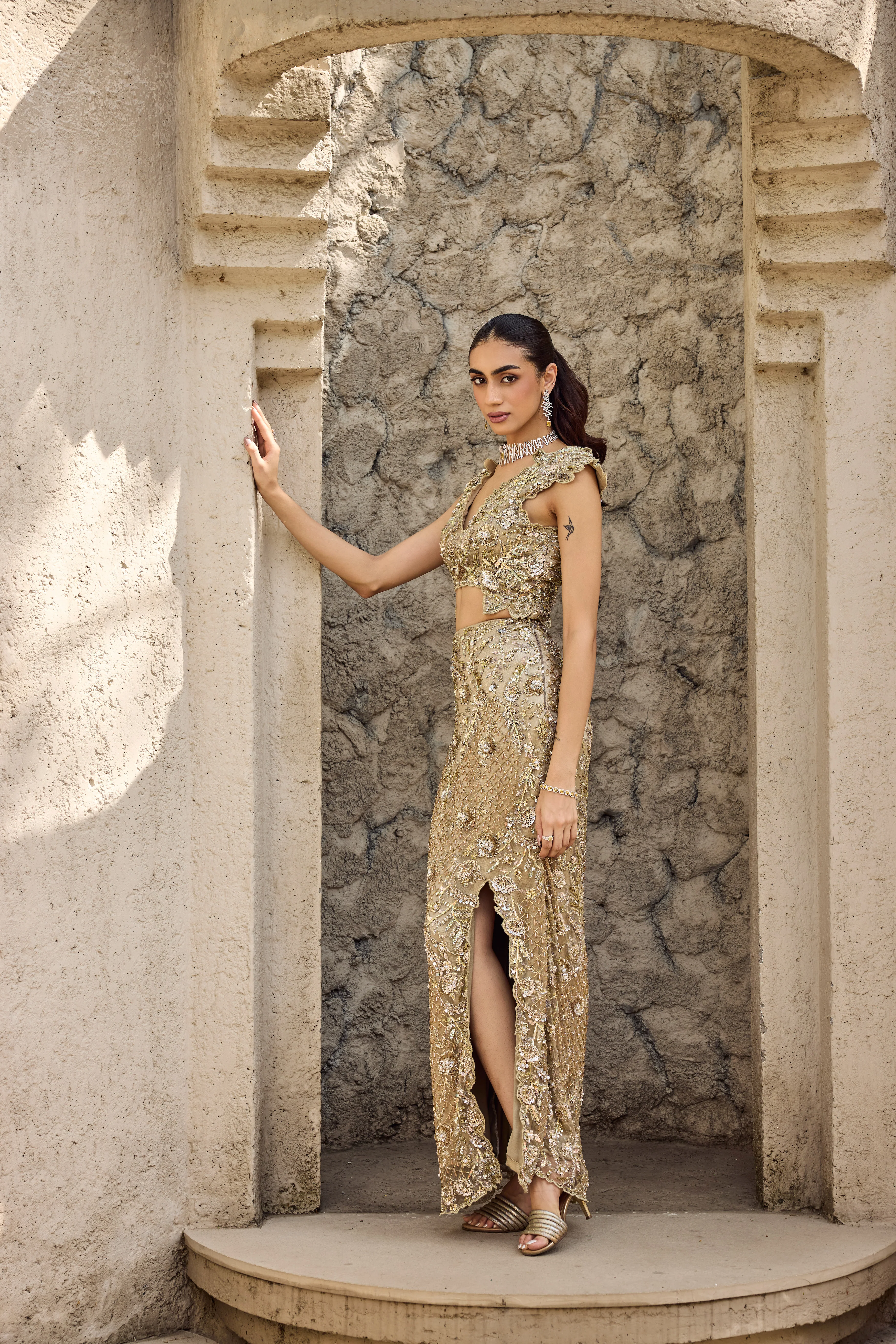 Gilded cut work gown - Image 3