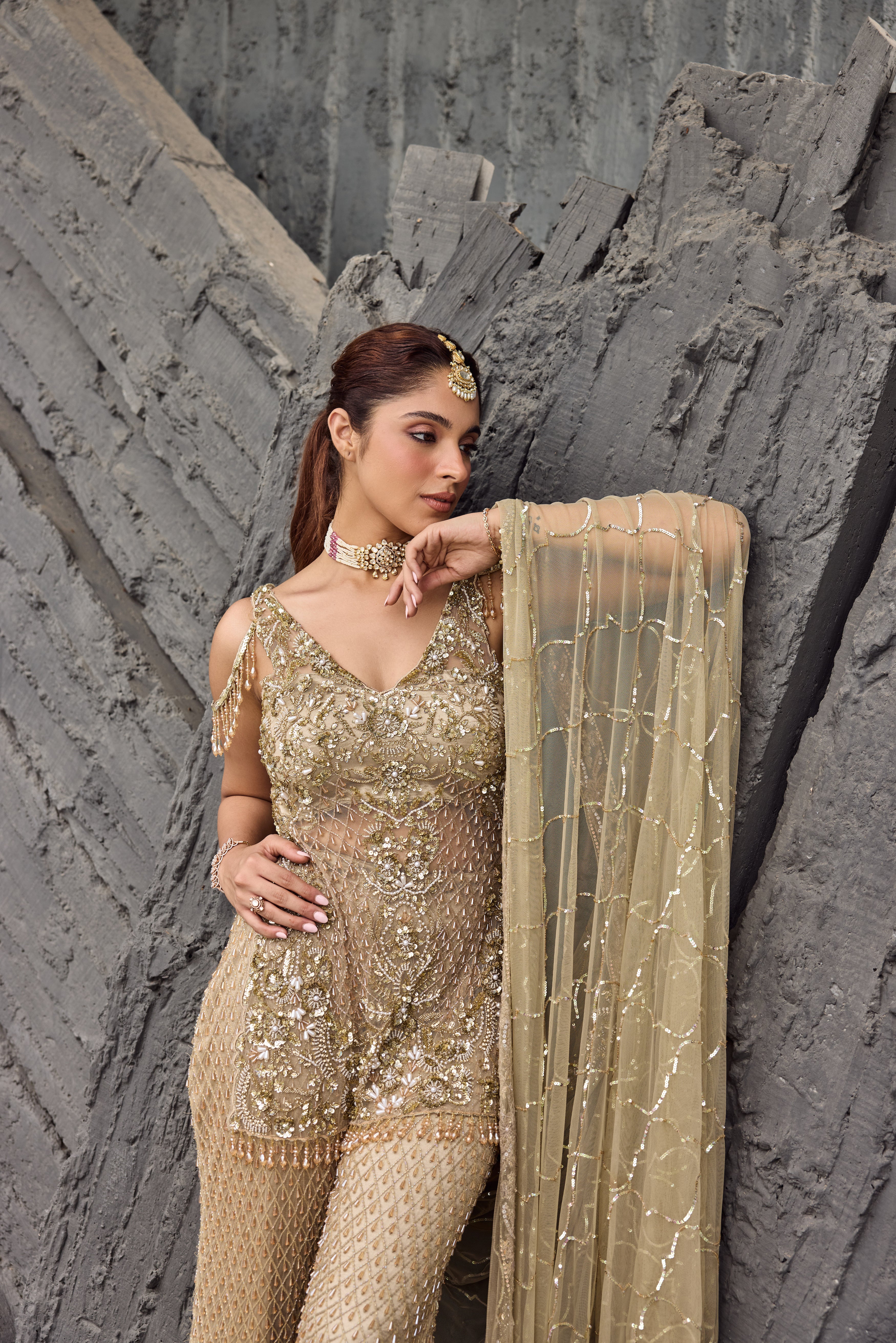 Golden spakle sharara set - Image 3
