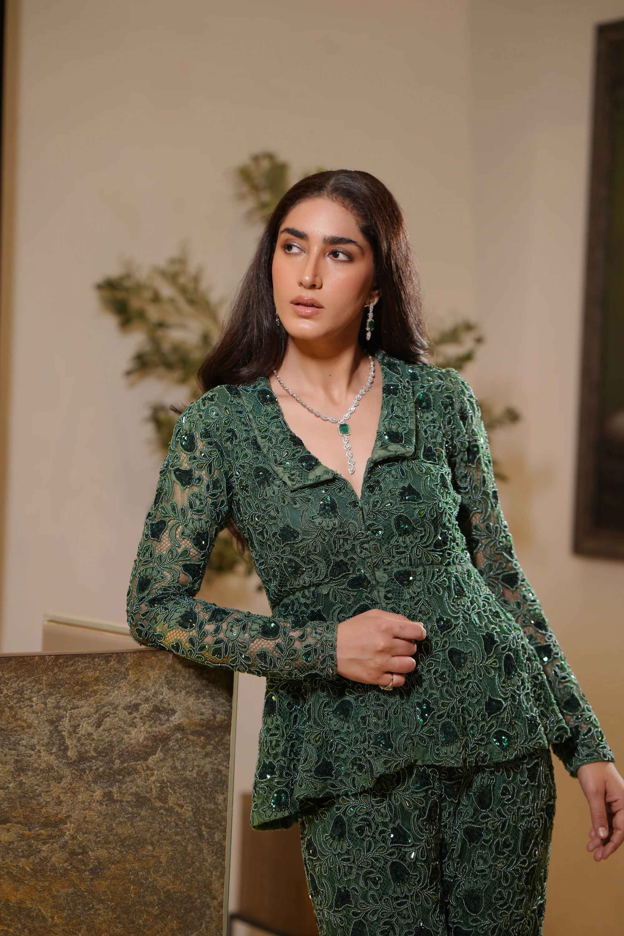 Green Embroidered Co-ord set - Image 5
