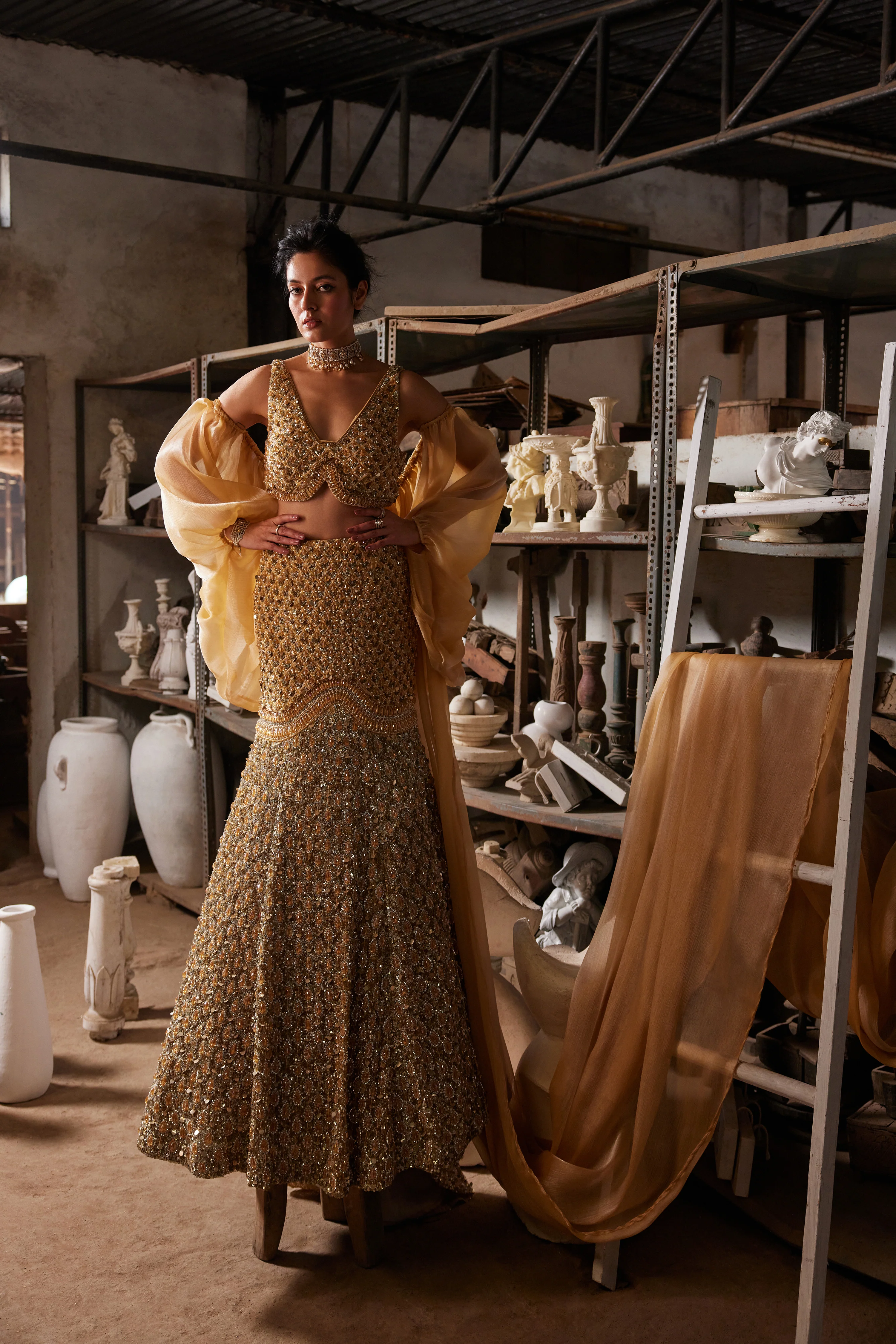 Honeycomb mermaid lehenga - Image 6