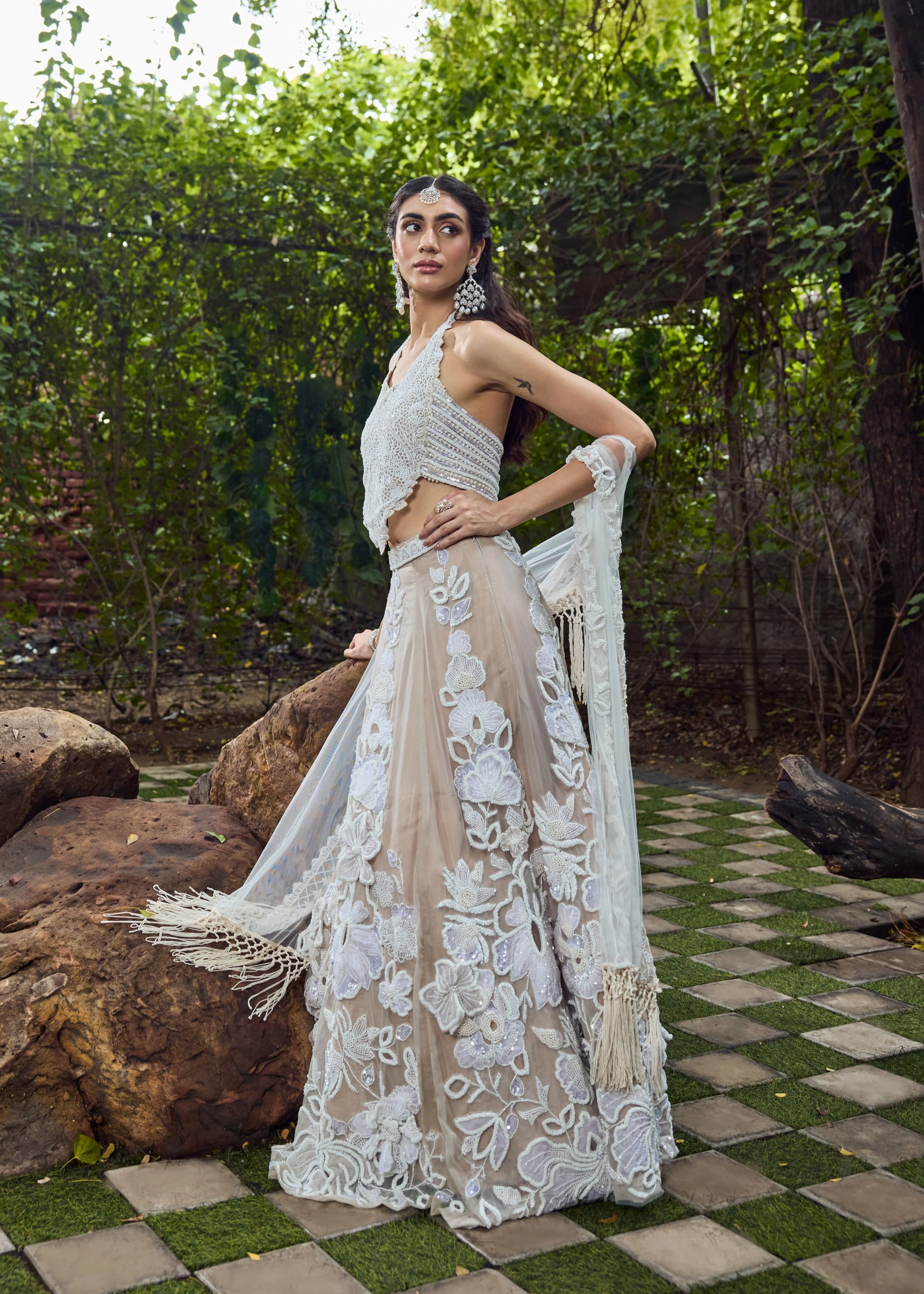 Jasmine - Three dimensional Flower Lehenga - Image 6