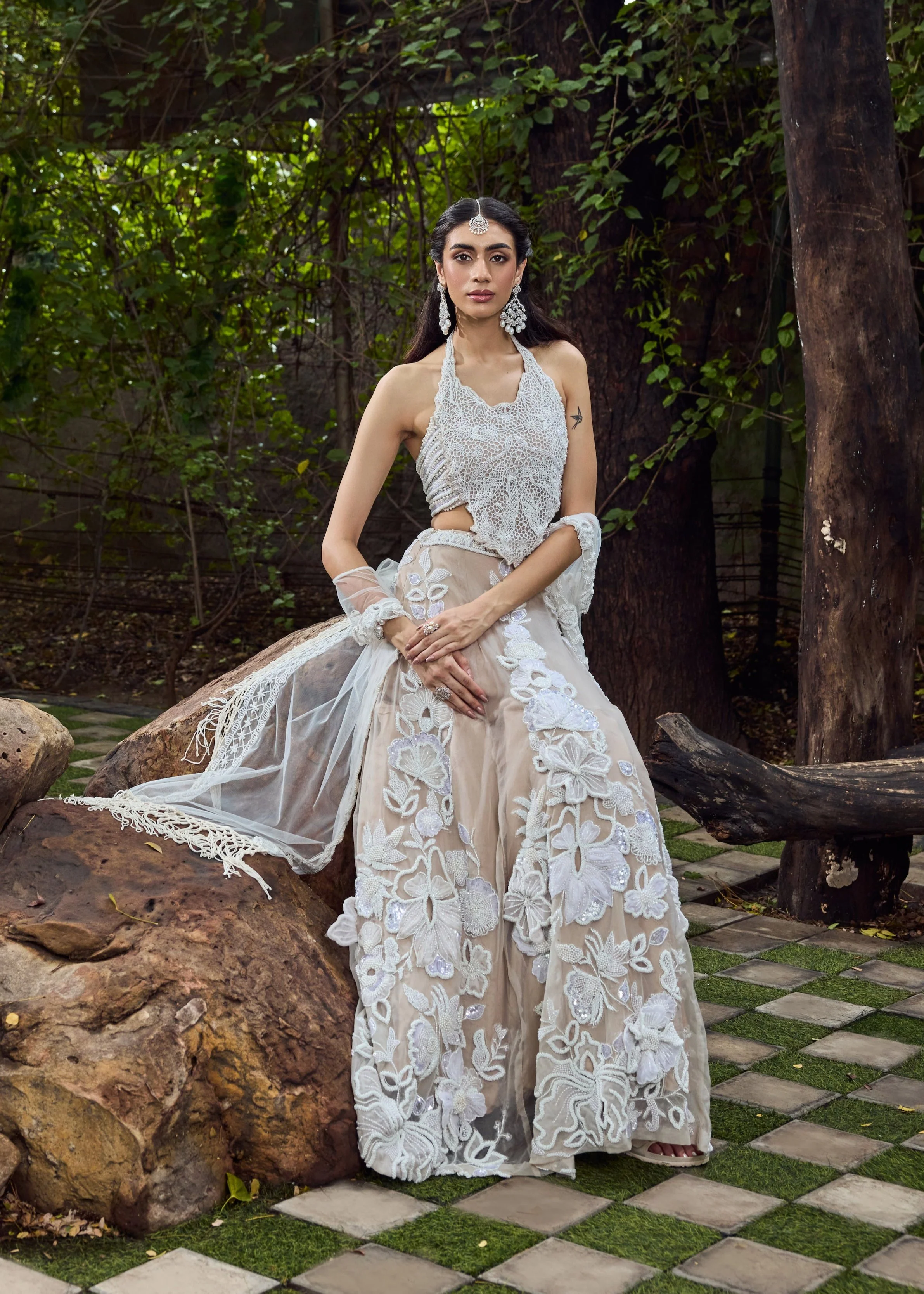 Jasmine - Three dimensional Flower Lehenga - Image 7