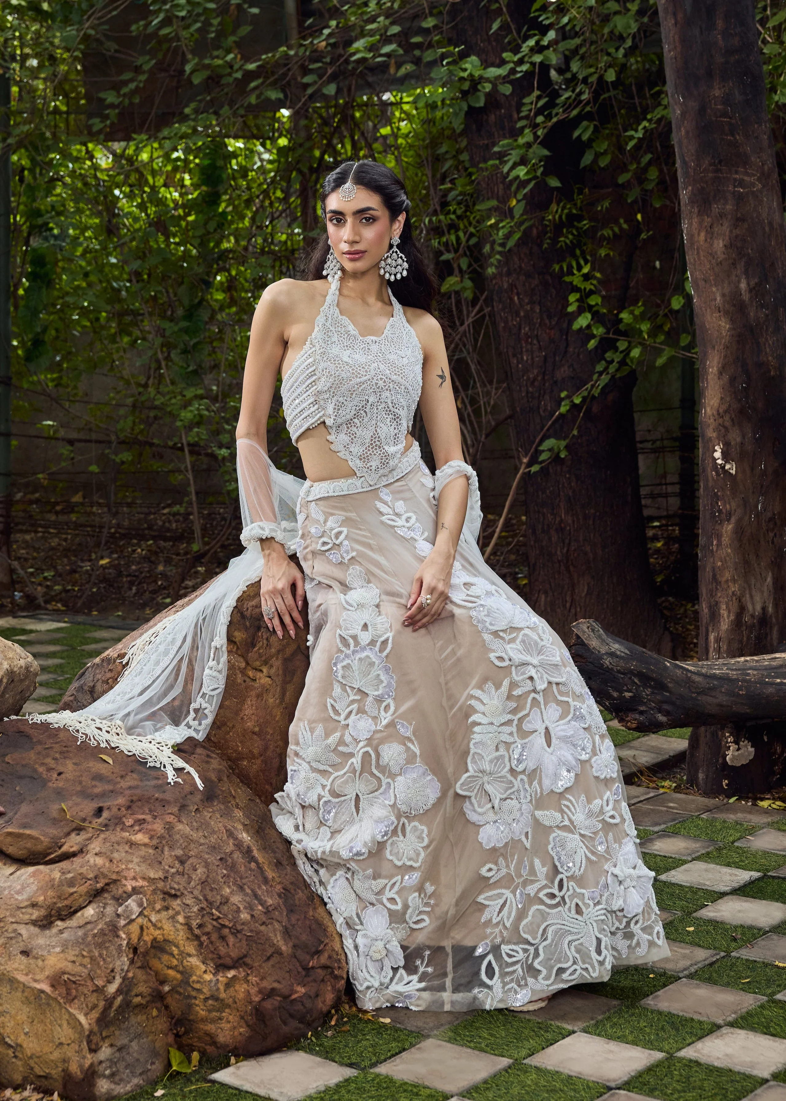 Jasmine - Three dimensional Flower Lehenga - Image 8