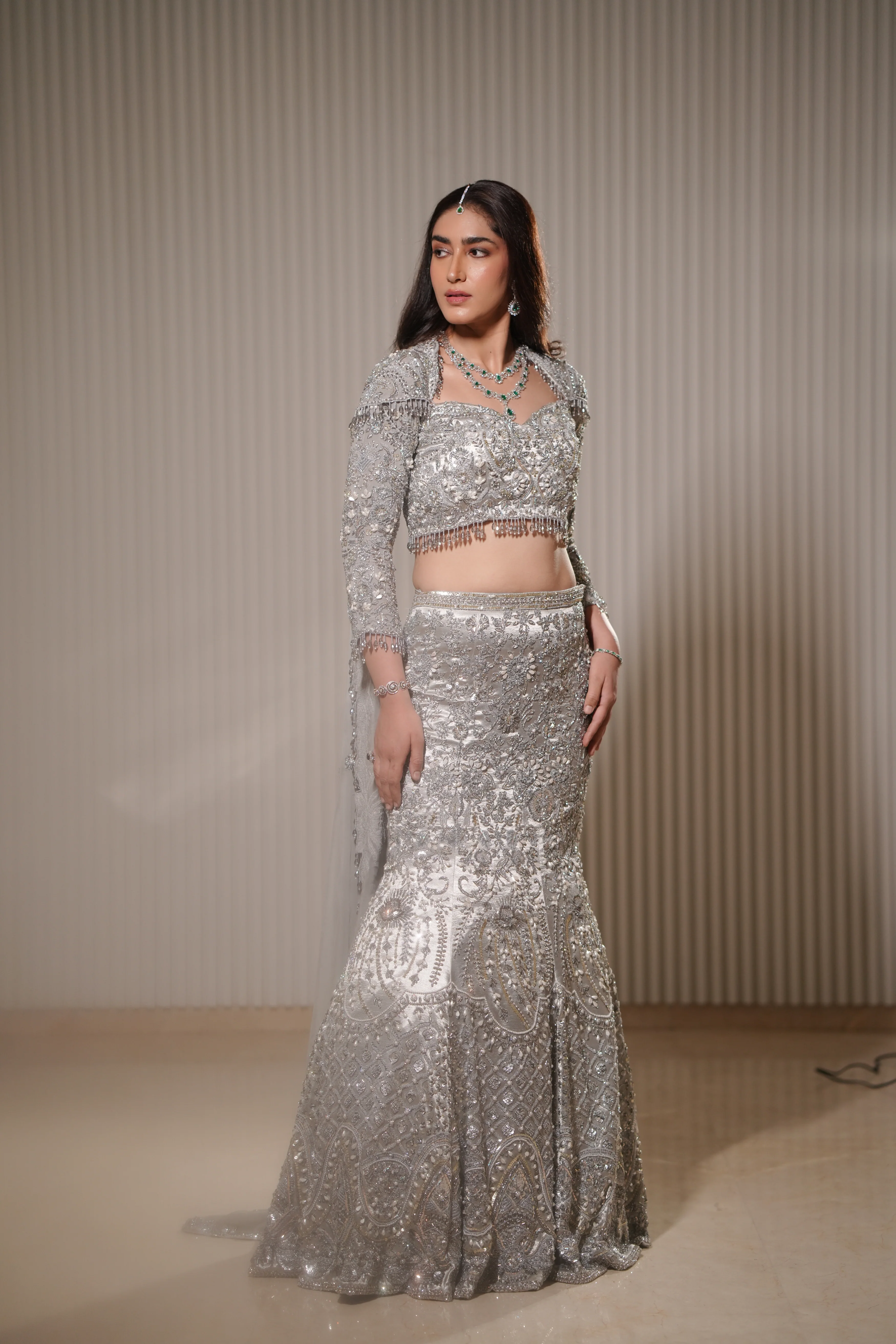 Luna - A silver mermaid lehenga - Image 12