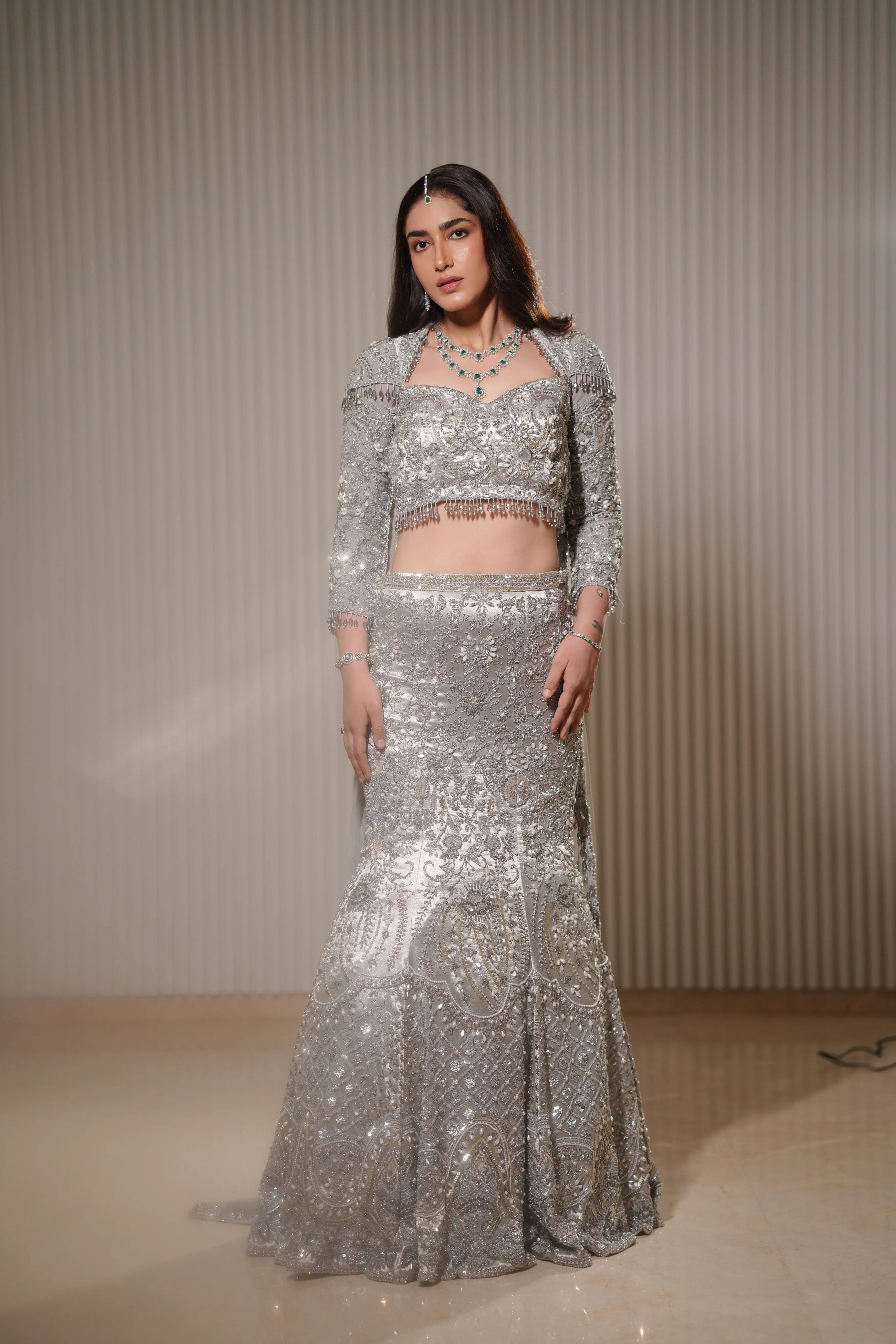 Luna - A silver mermaid lehenga - Image 13