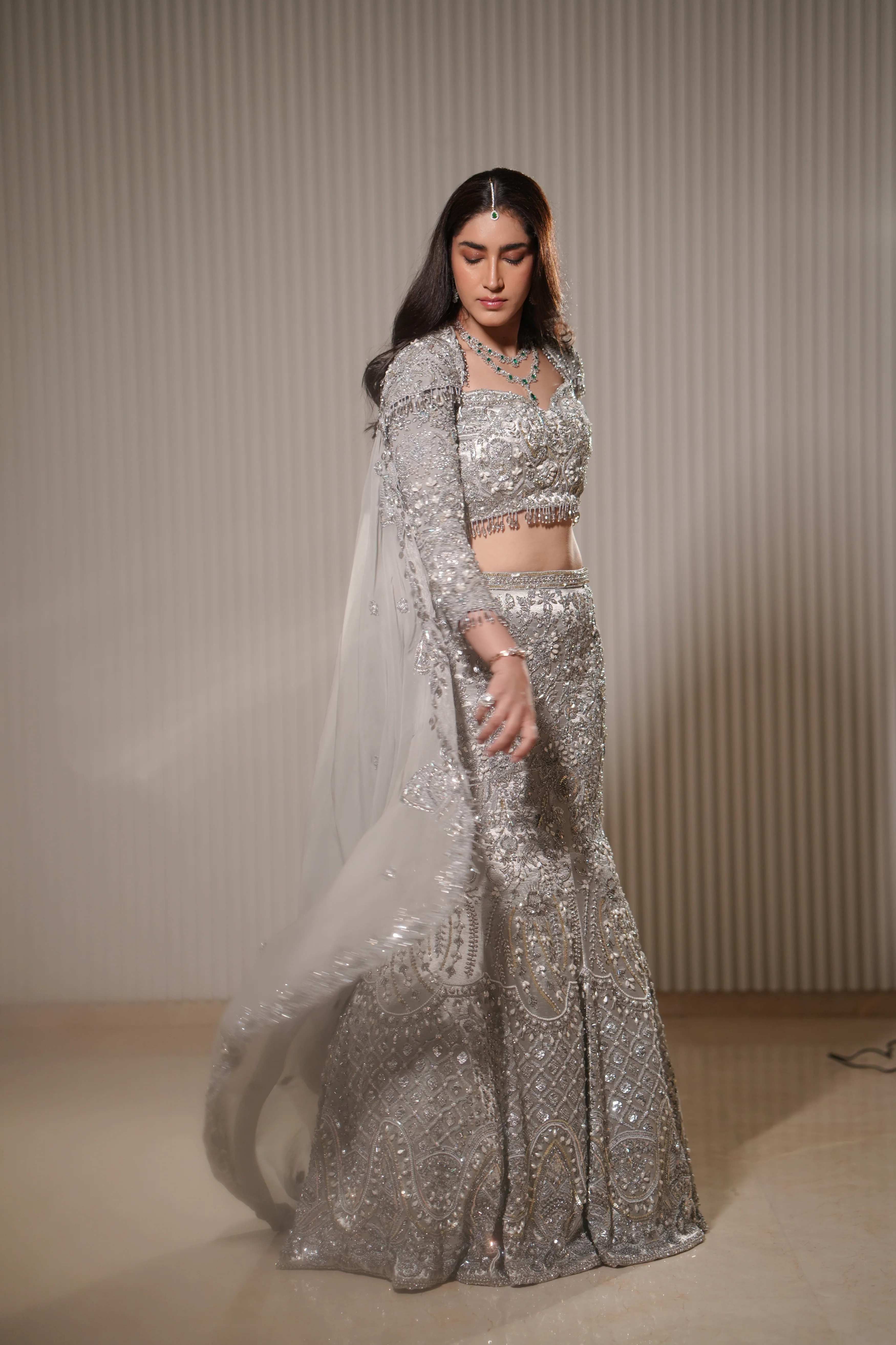 Luna - A silver mermaid lehenga - Image 14