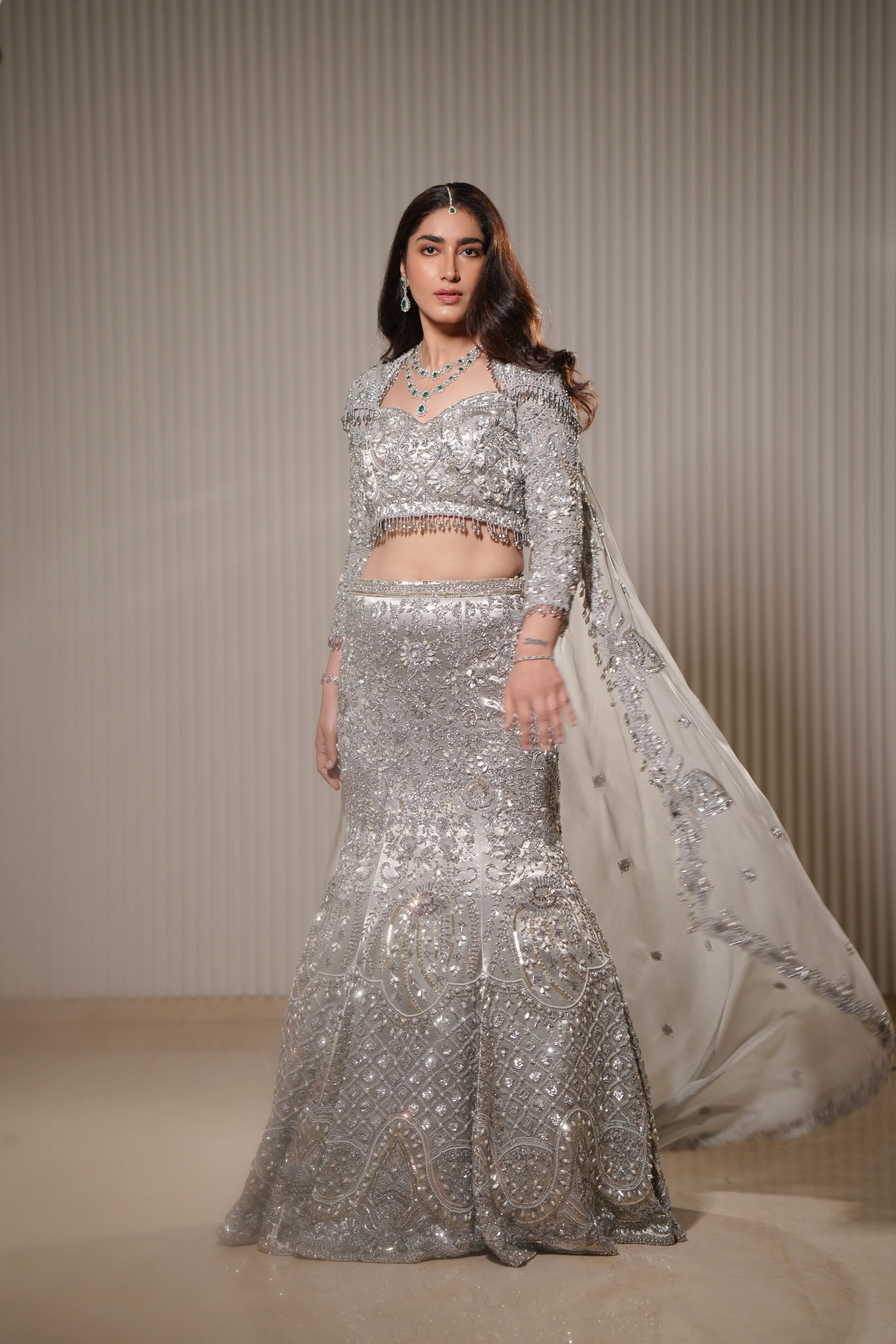 Luna - A silver mermaid lehenga - Image 15