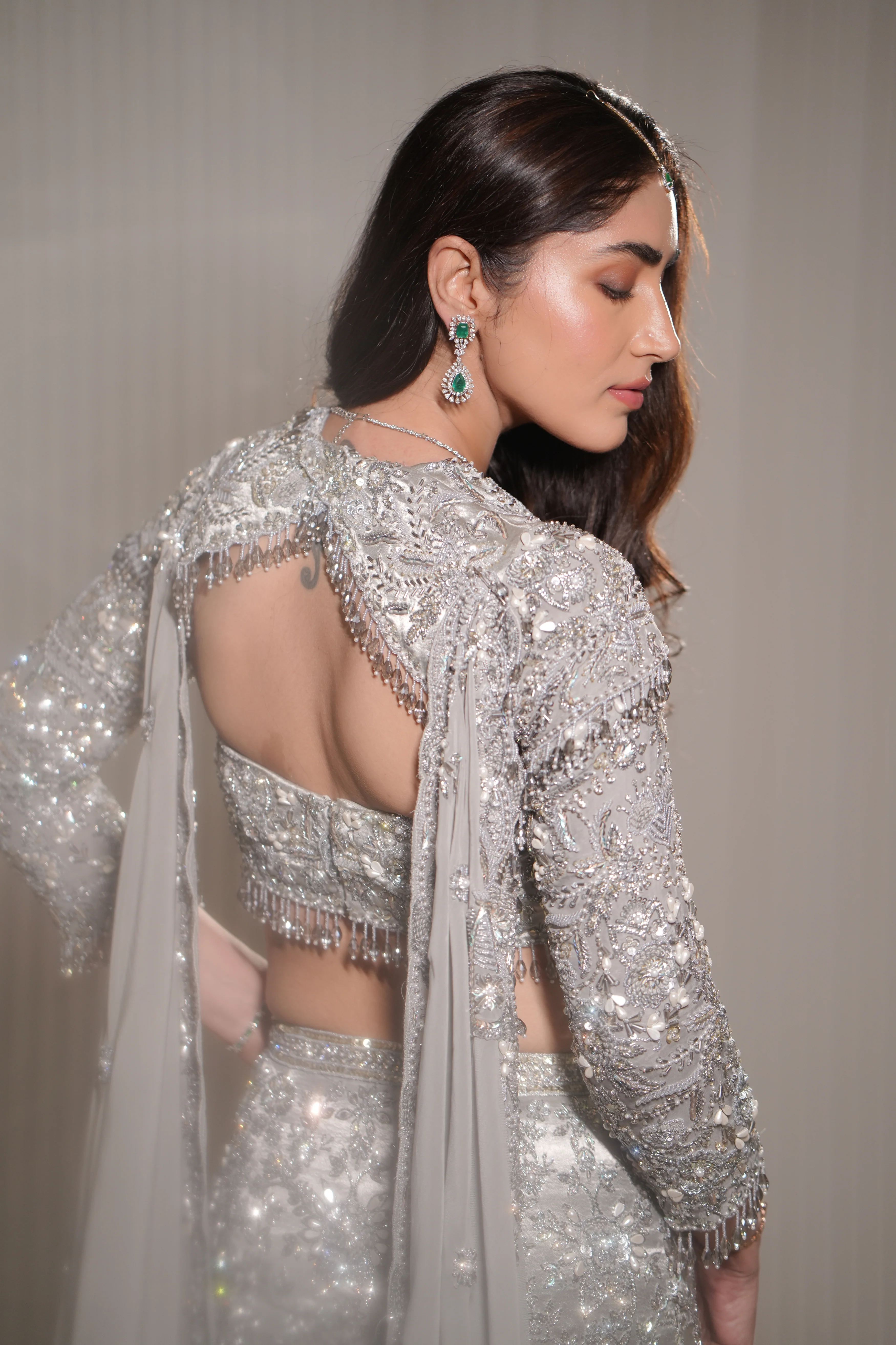 Luna - A silver mermaid lehenga - Image 19