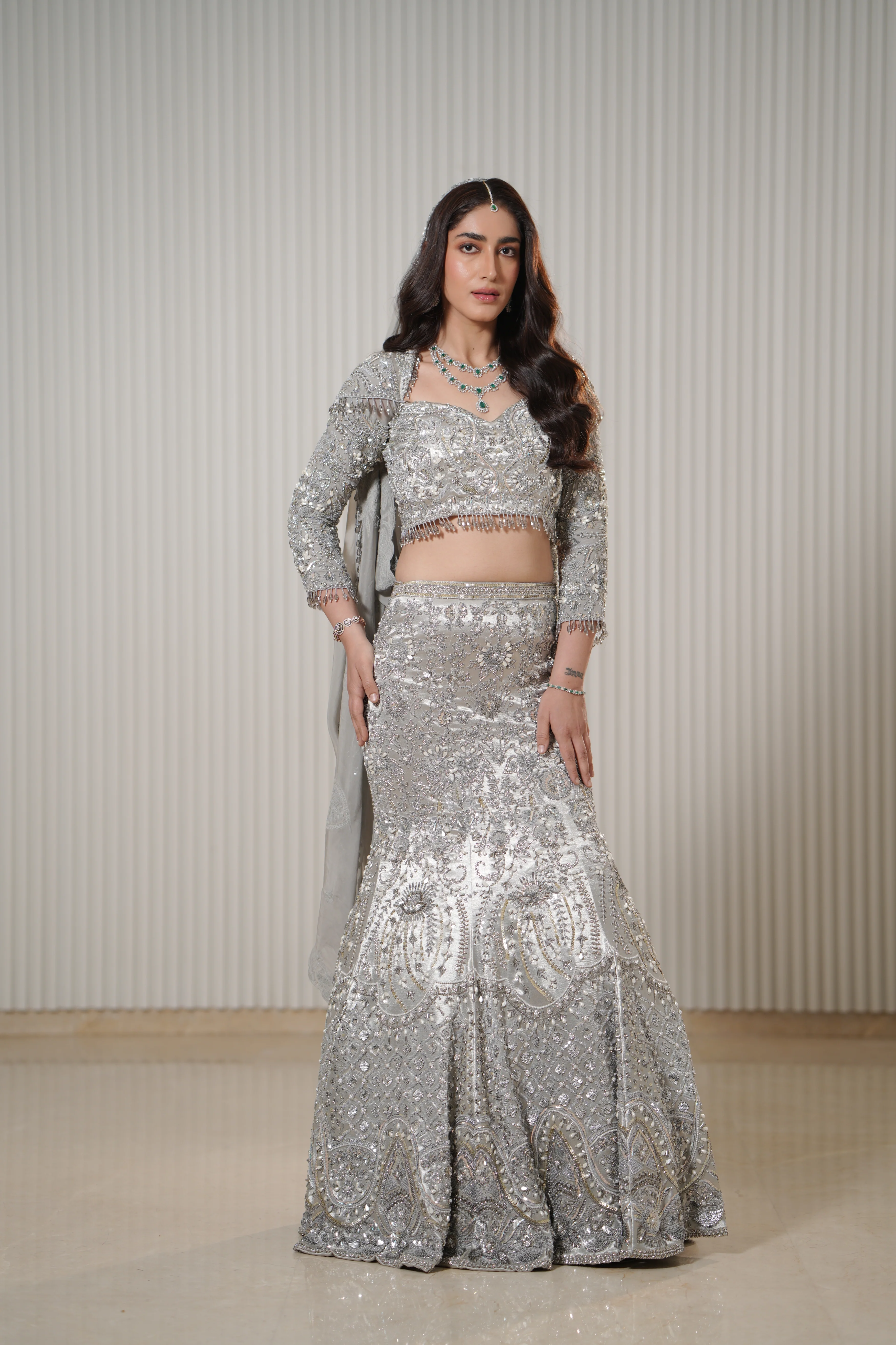 Luna - A silver mermaid lehenga - Image 5