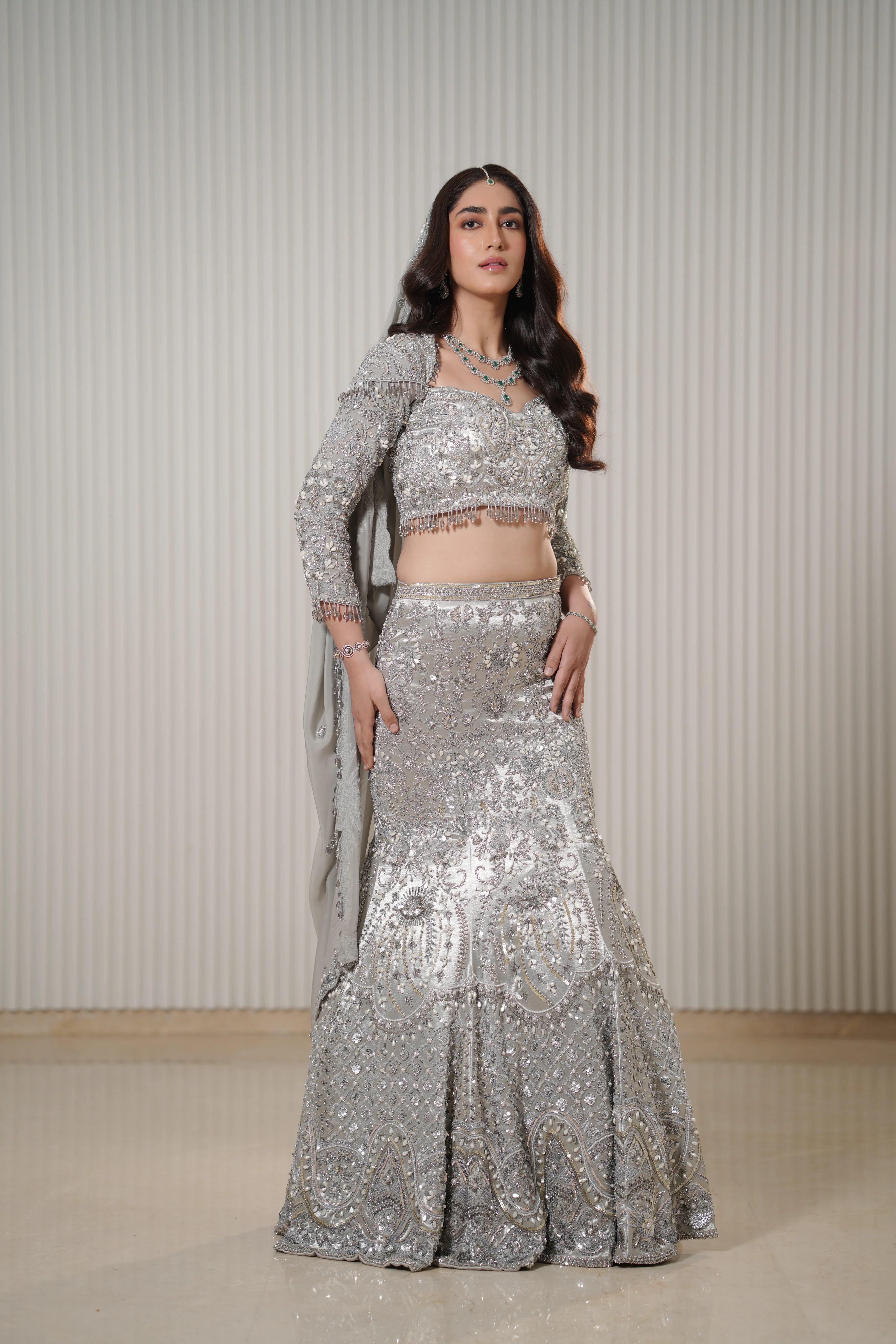 Luna - A silver mermaid lehenga - Image 6