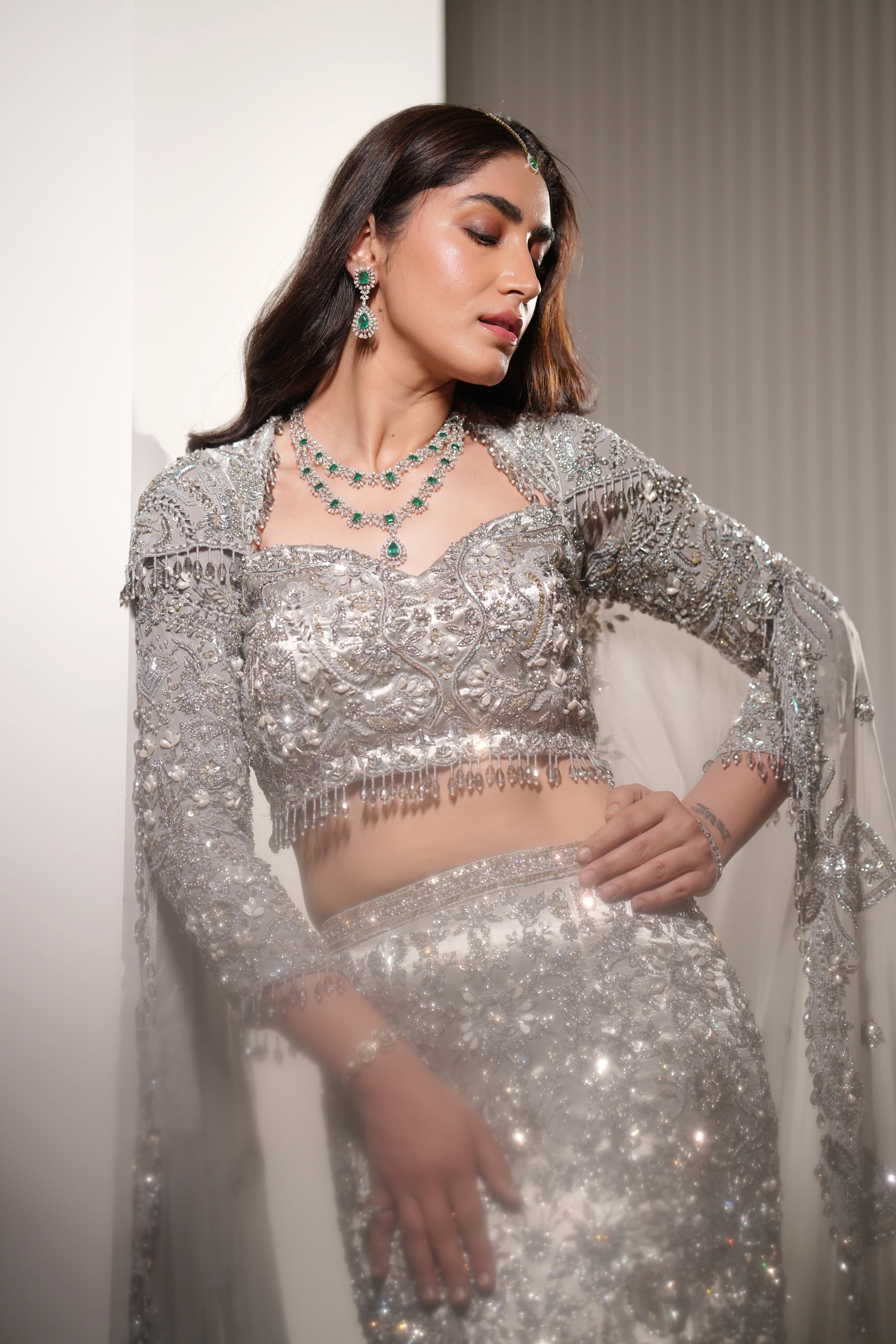 Luna - A silver mermaid lehenga - Image 7