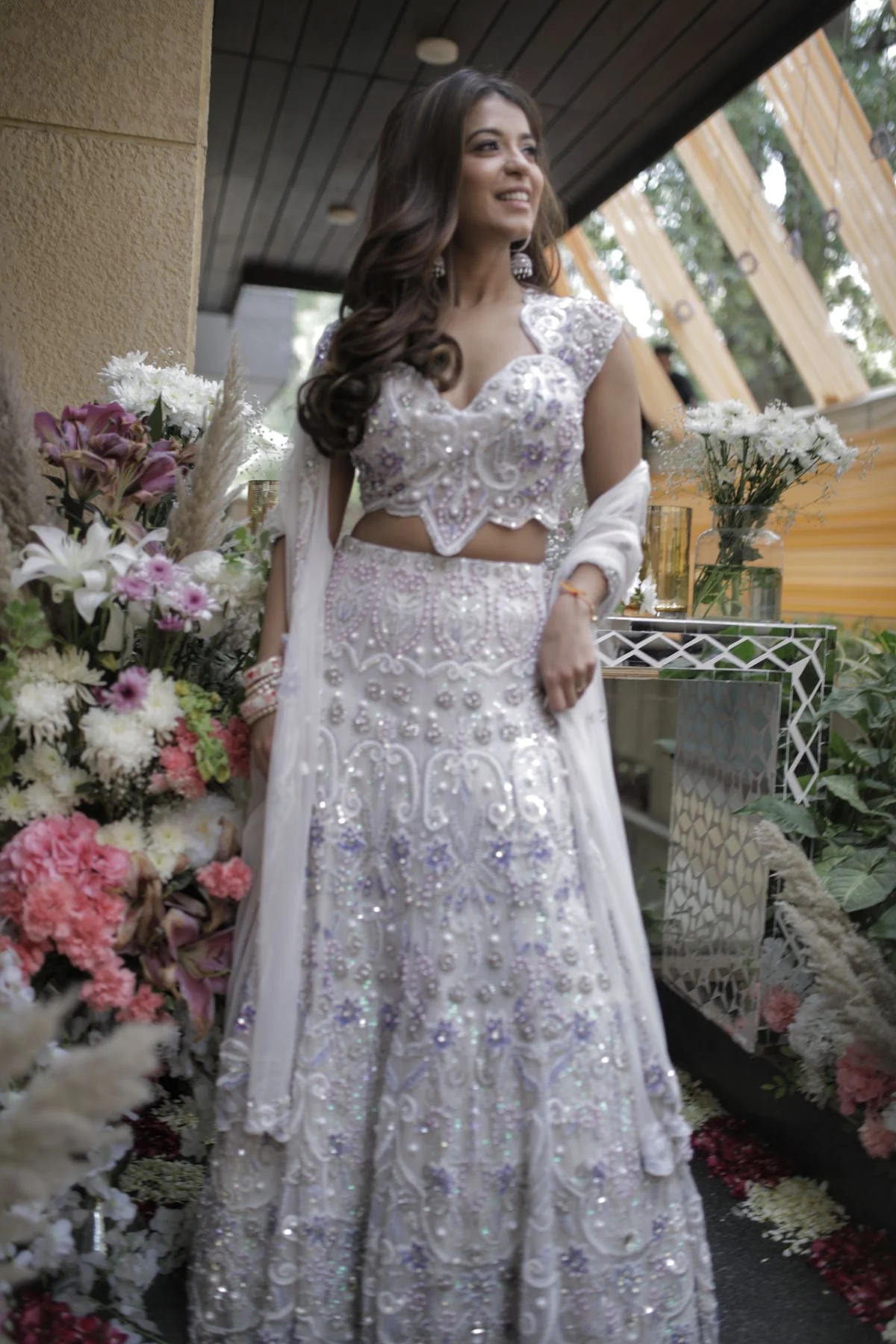 Mera White & Lavender Embroidered Lehenga - Image 2