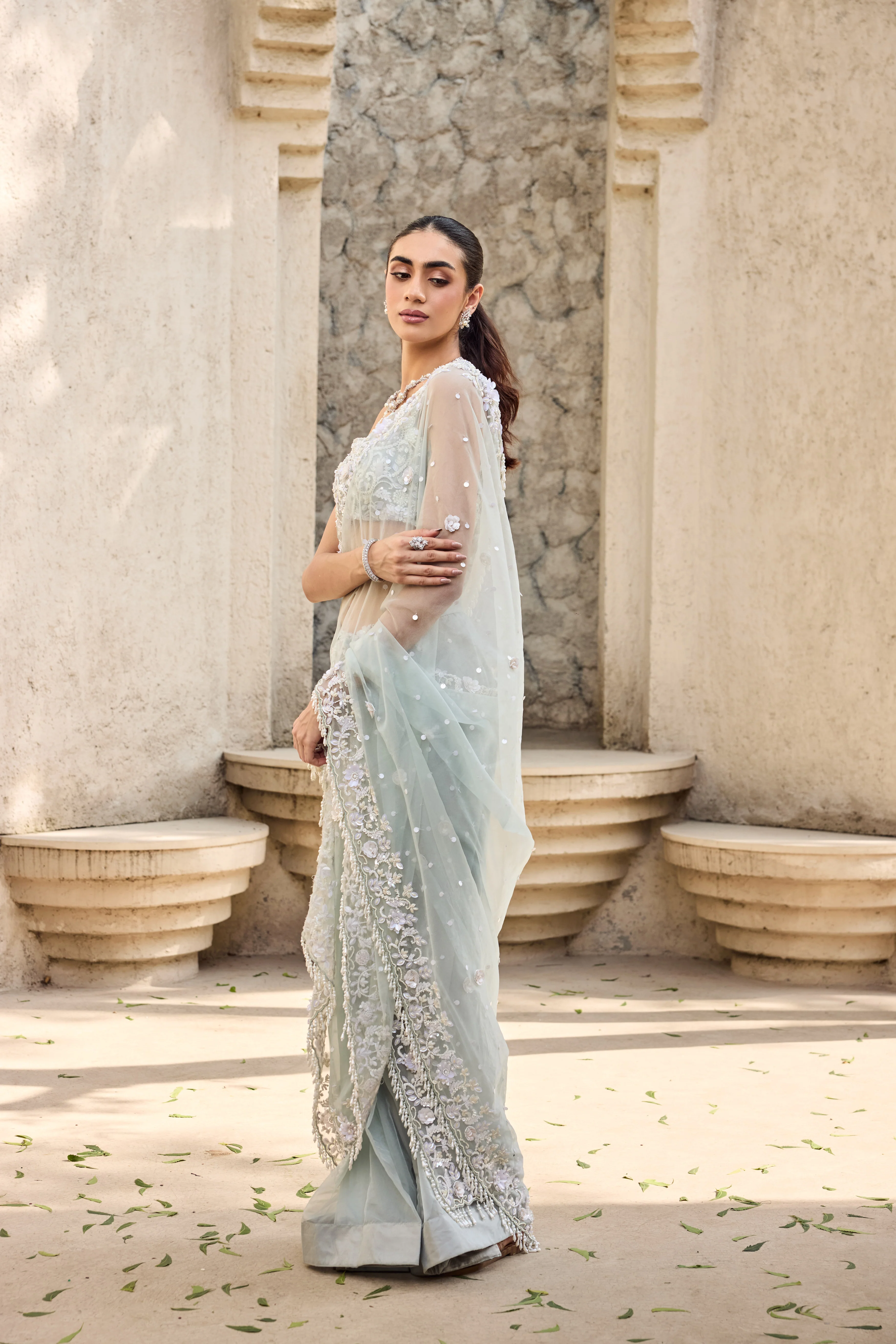 Mint Green Saree - Image 4