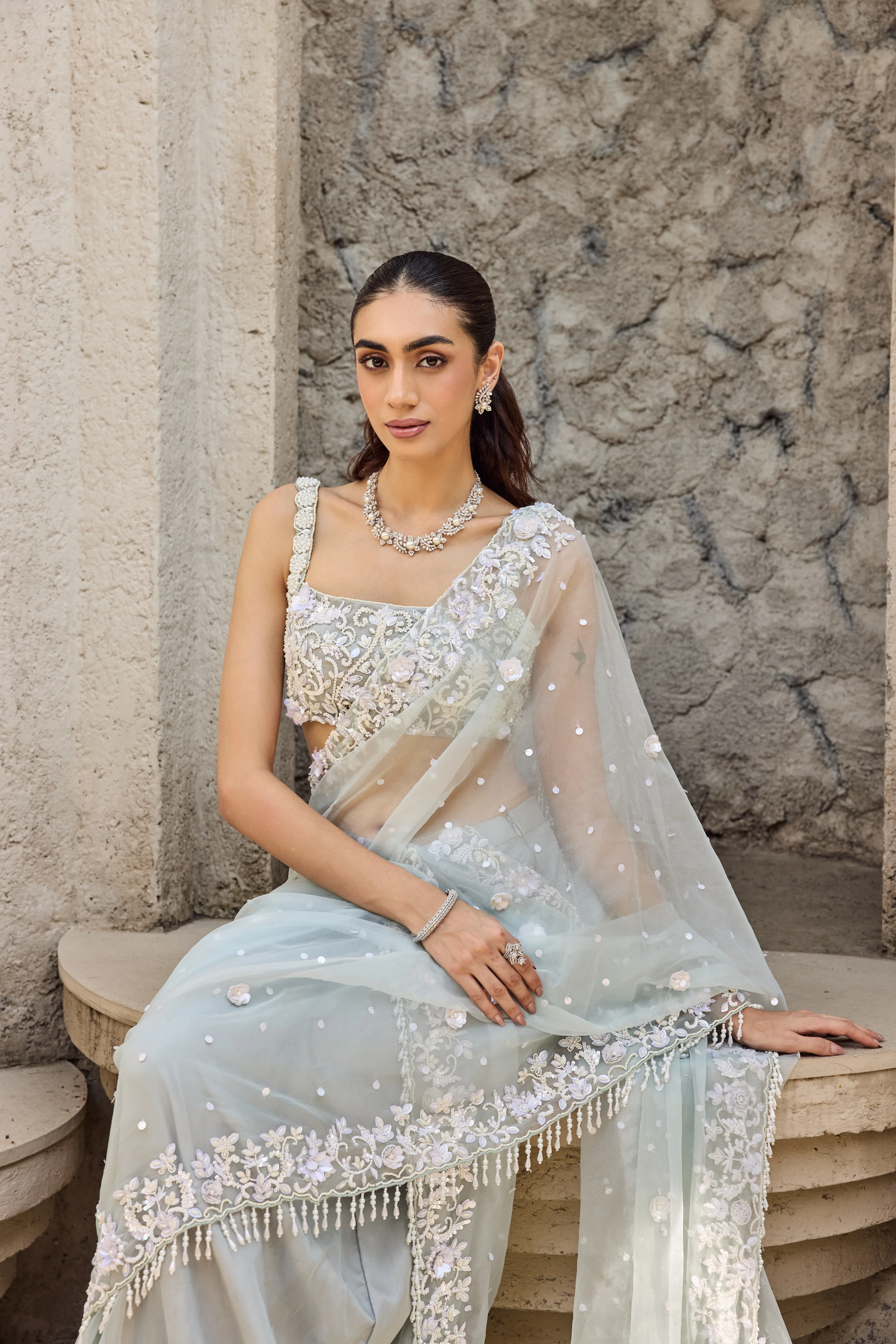 Mint Green Saree - Image 6
