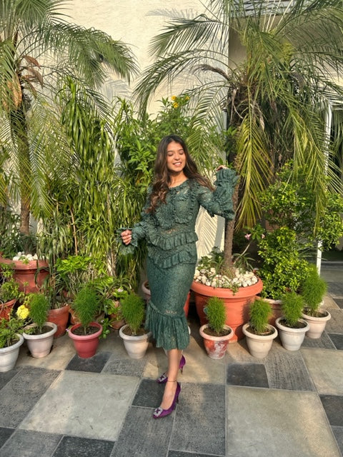 Oyster Olive Green Ruffle Dress - Image 3