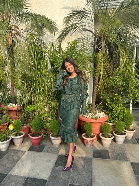 Oyster Olive Green Ruffle Dress - Image 4