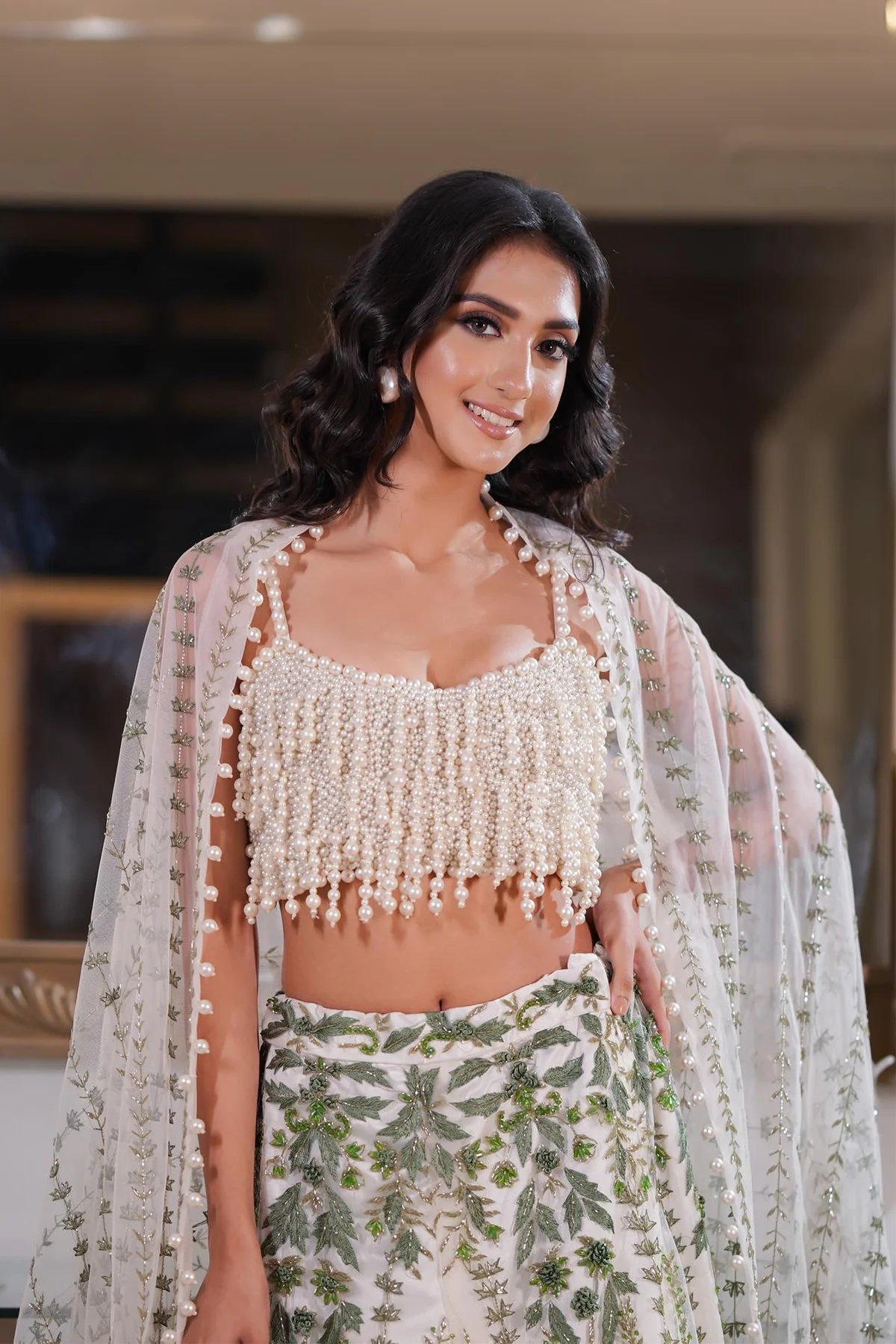 Pearl Floral Lehenga - Image 4