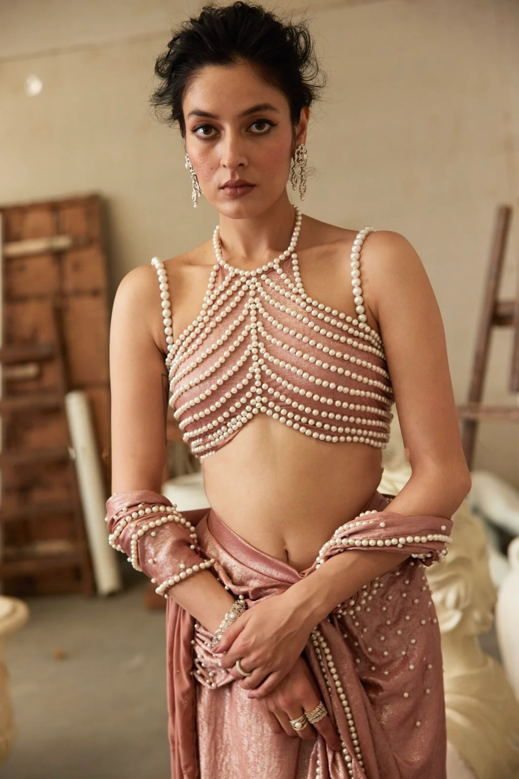Pearl Rose saree - Image 3