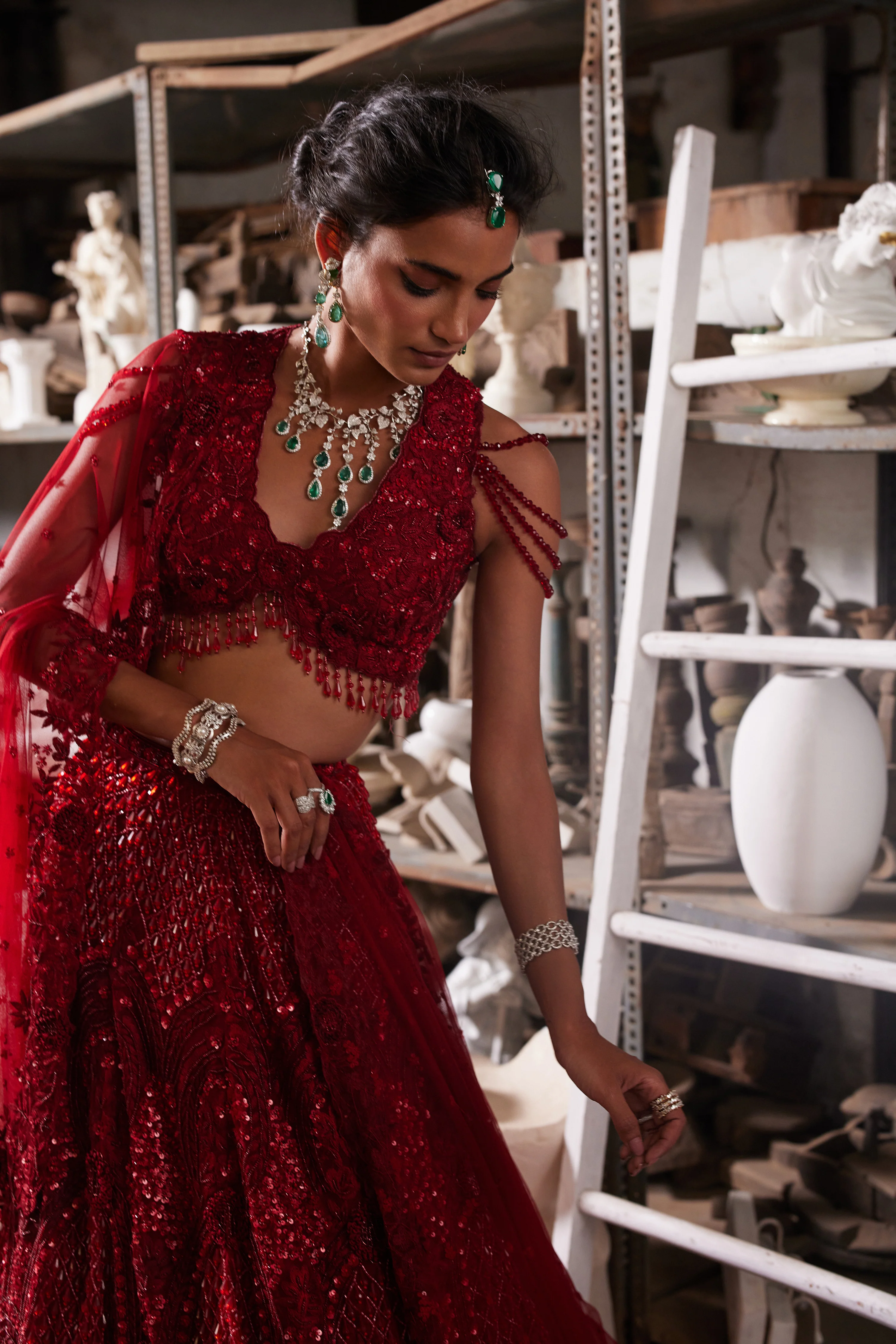 Regal red lehenga - Image 3