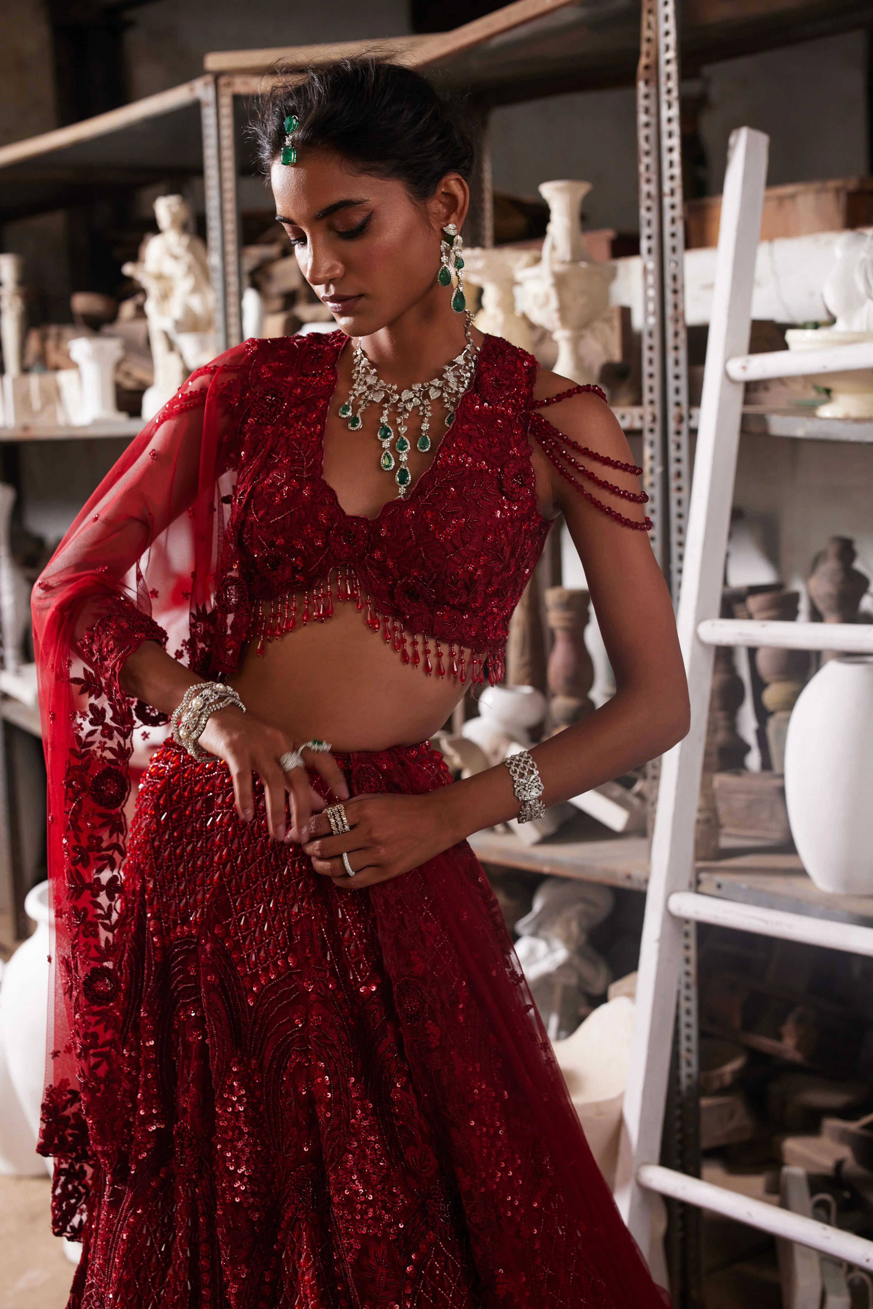 Regal red lehenga - Image 4