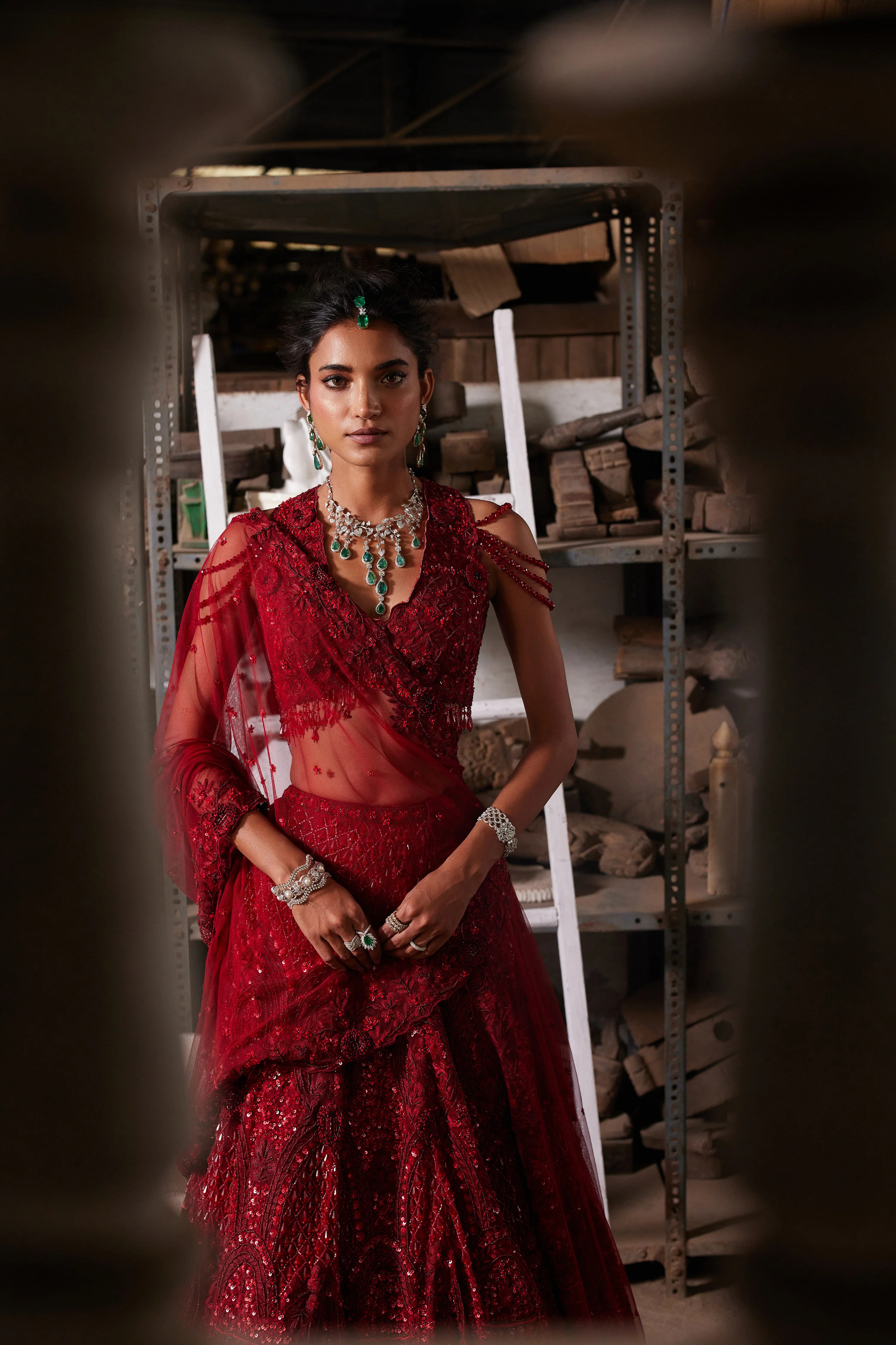 Regal red lehenga - Image 5