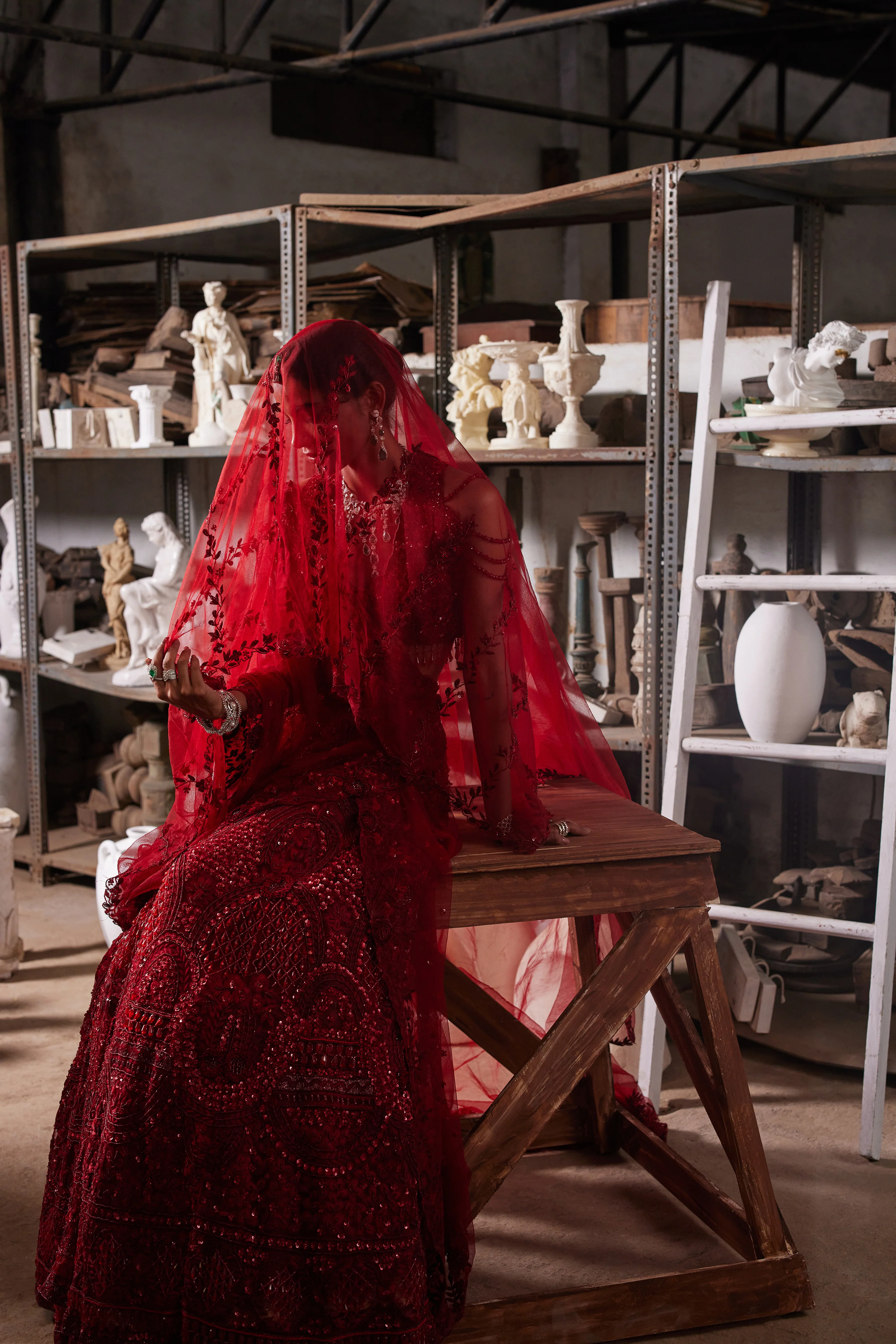 Regal red lehenga - Image 6