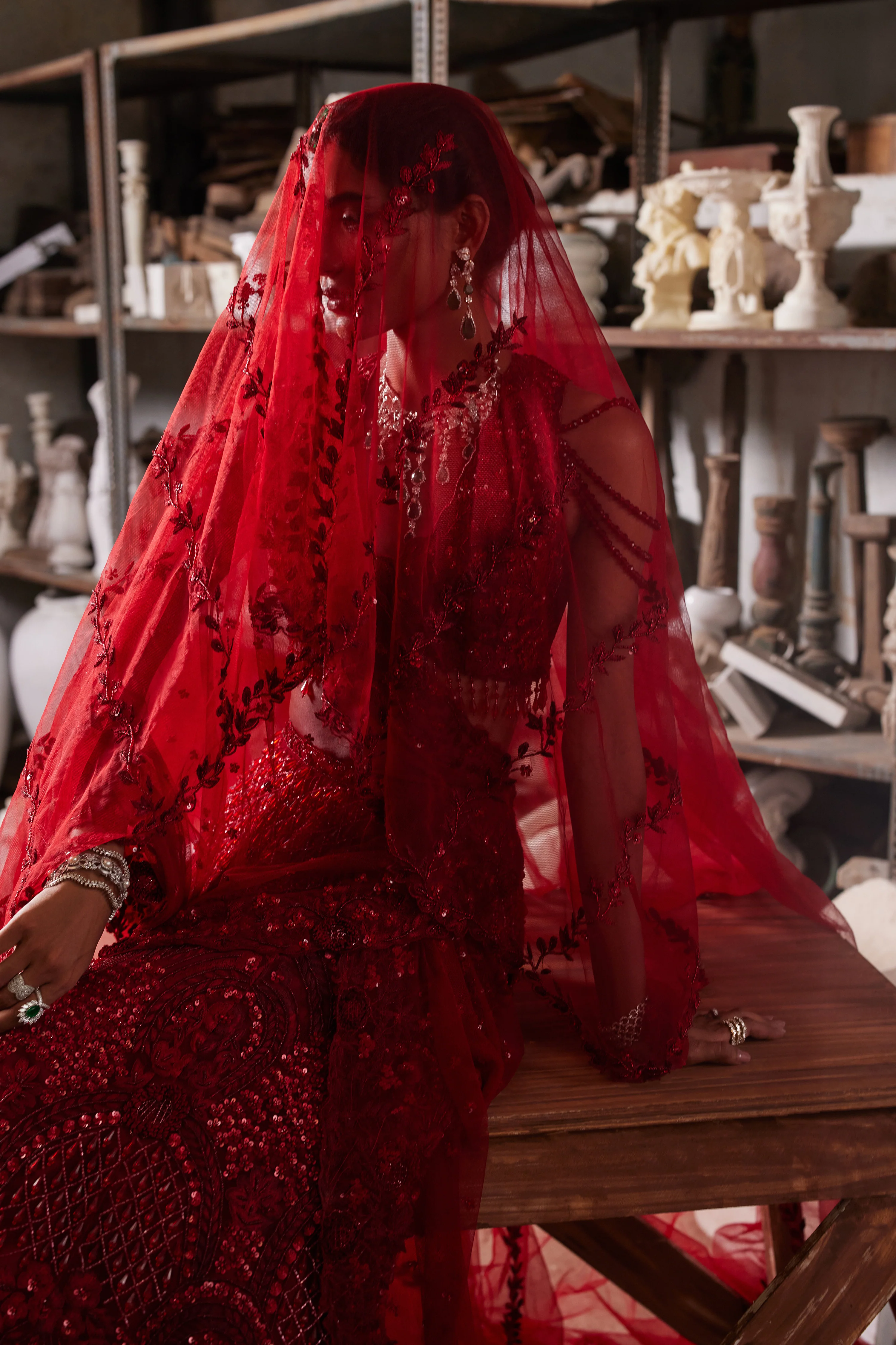 Regal red lehenga - Image 7