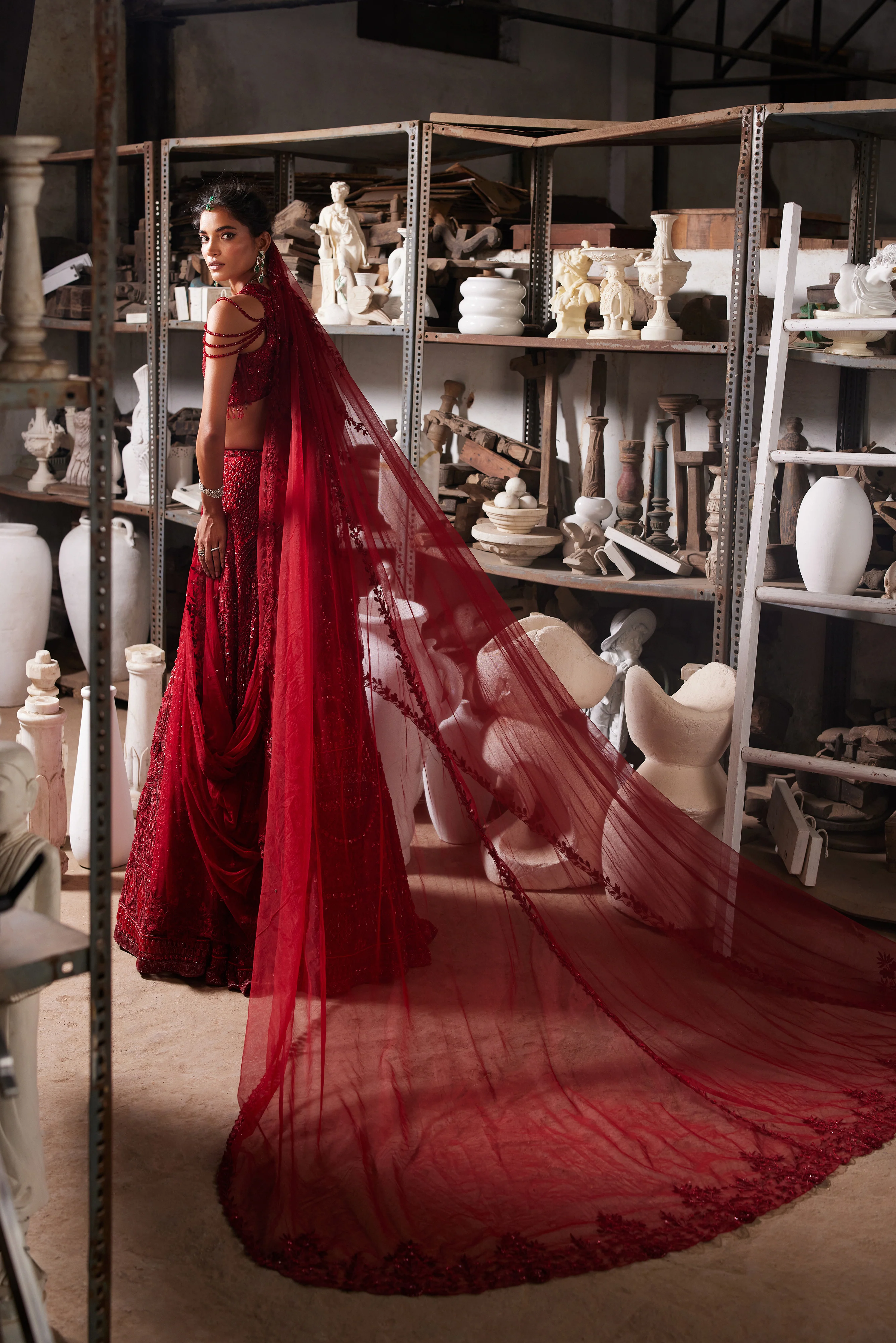 Regal red lehenga - Image 9