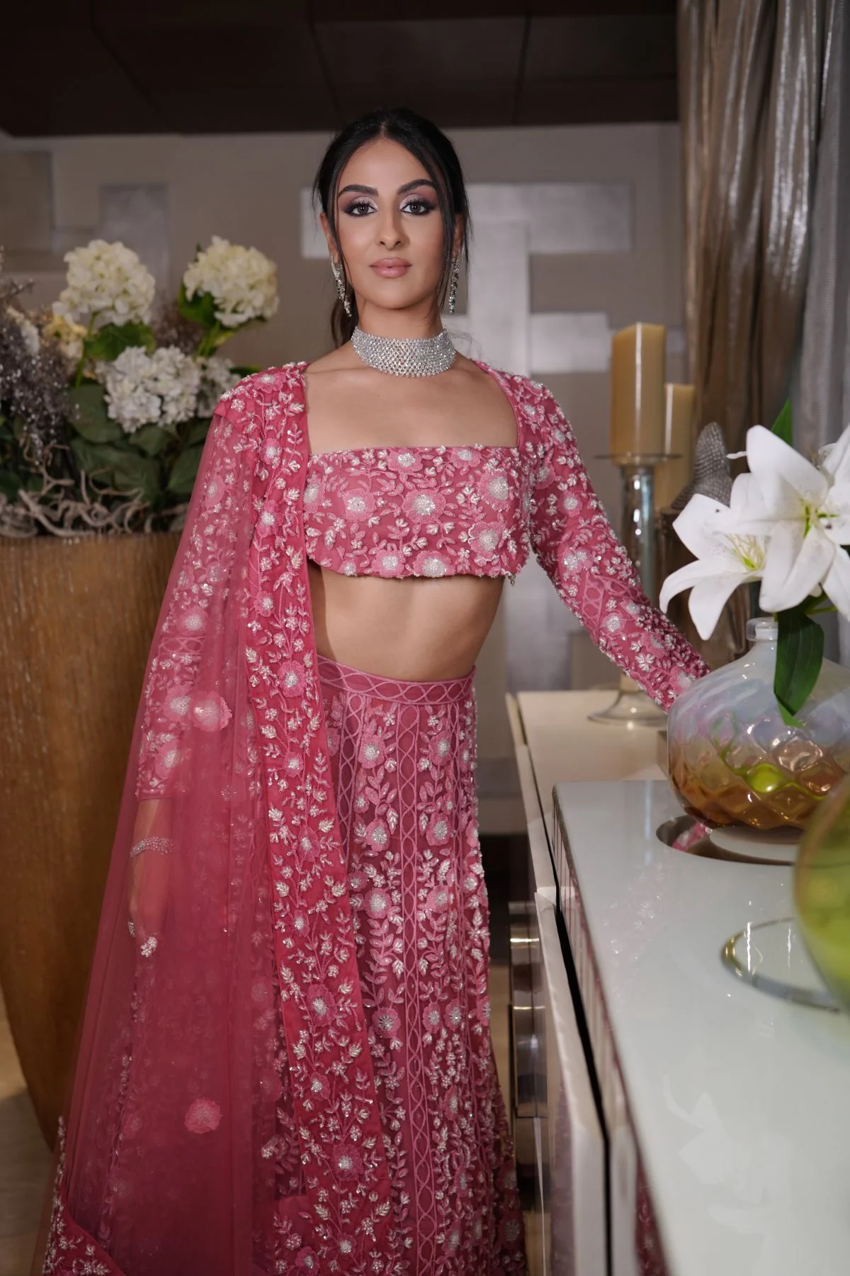 Rouge Pink Lehenga - Image 3