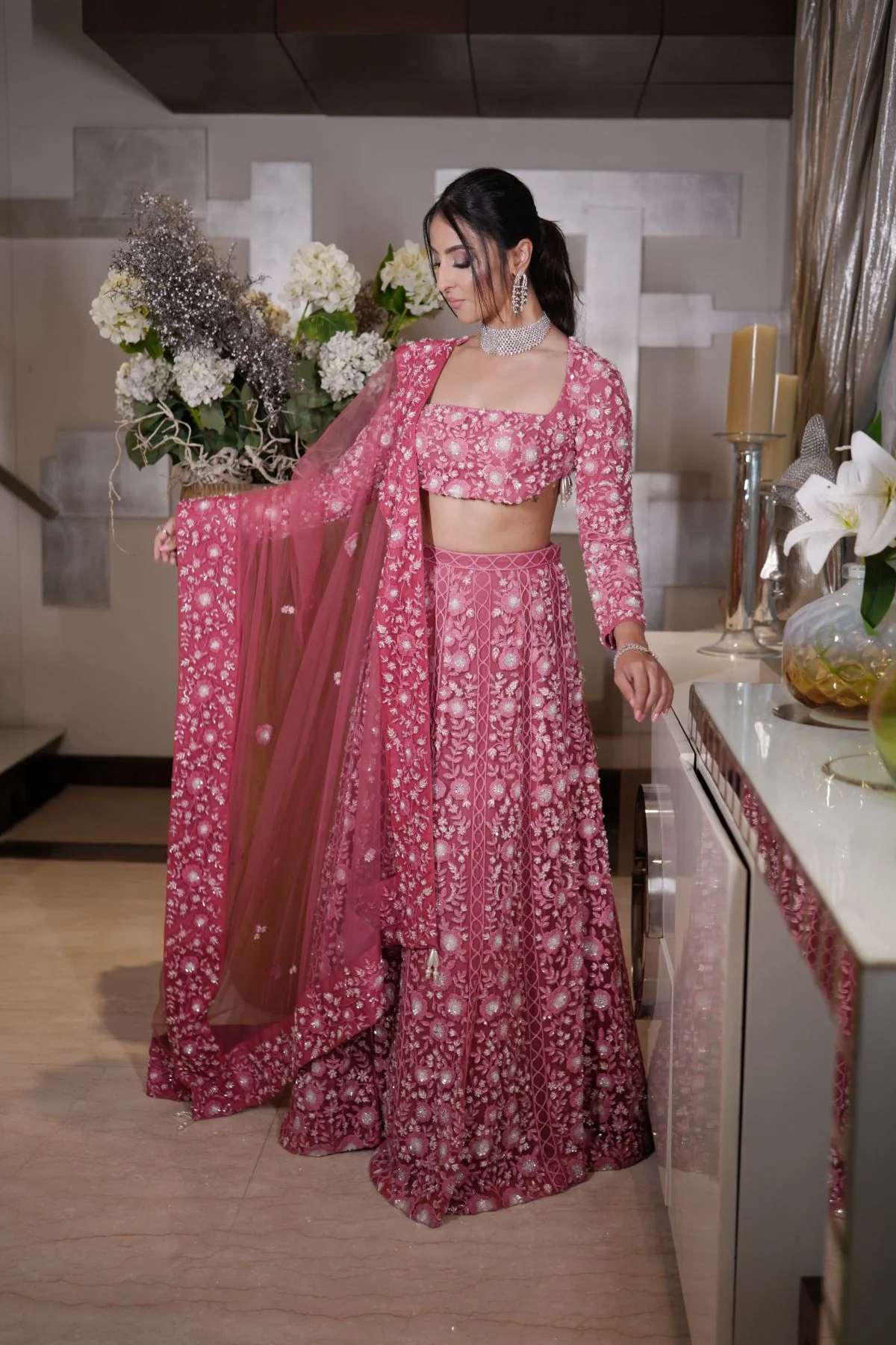 Rouge Pink Lehenga - Image 4
