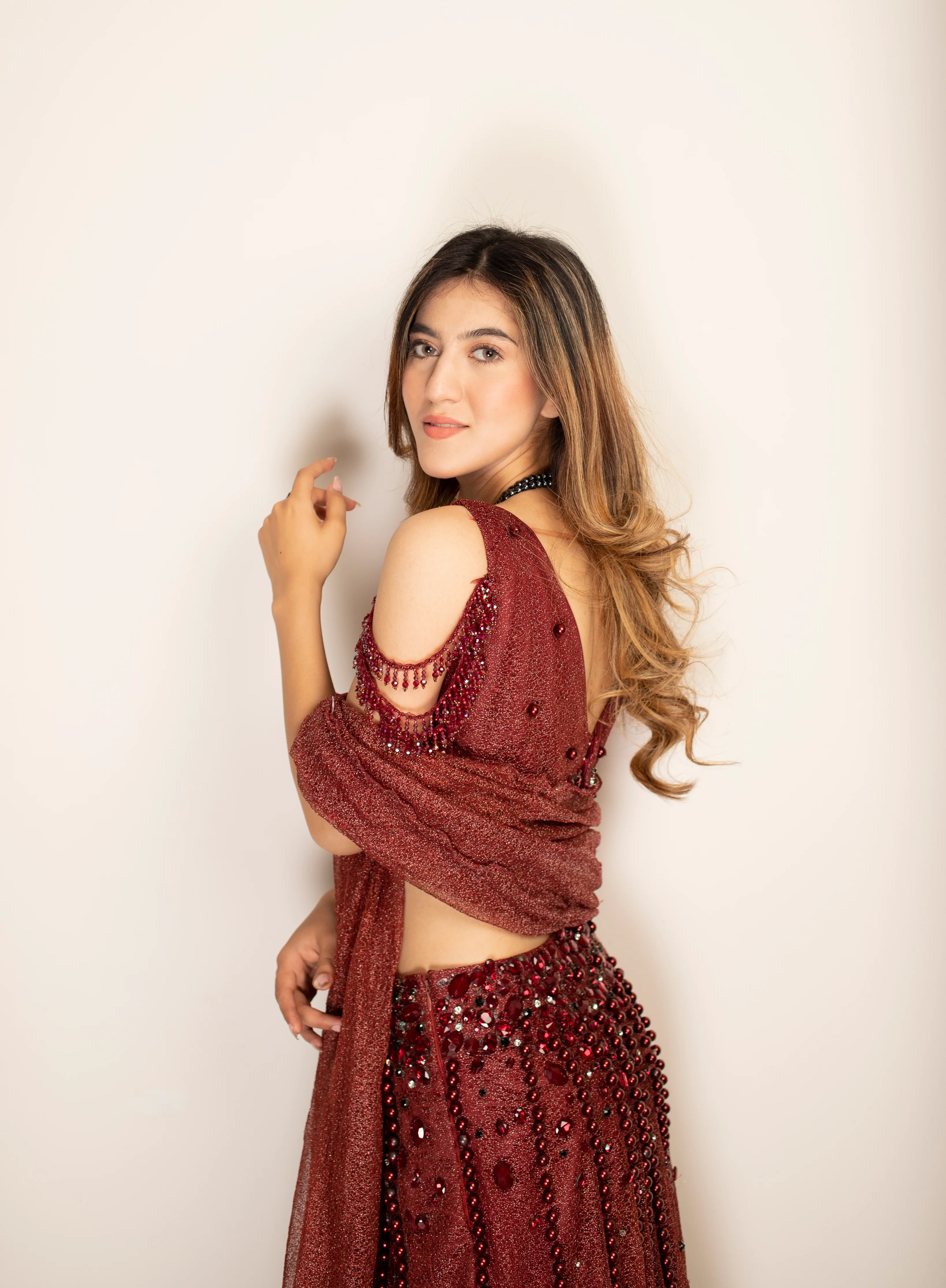 Ruby Rhinestone Lehenga - Image 5